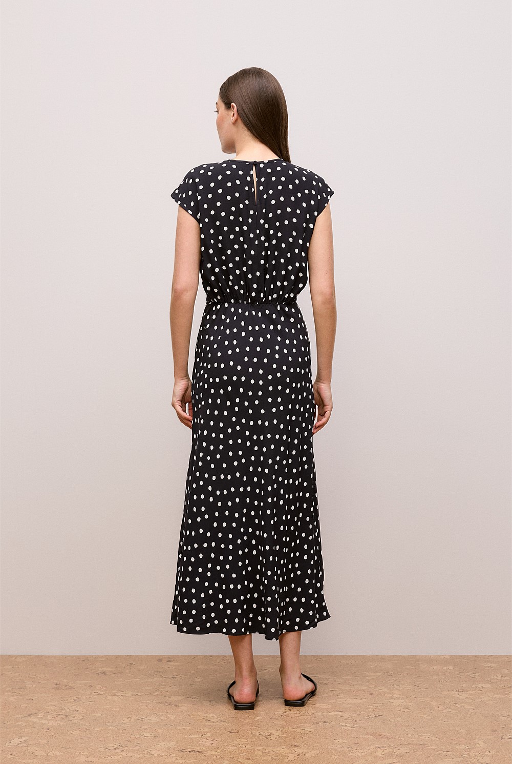 Spot Crepe Bias Cut Dress