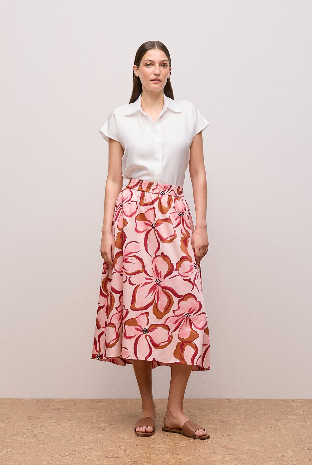 Peony Sateen Hi Lo Skirt