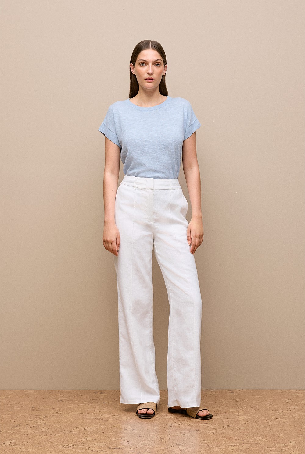 Linen Cotton Relaxed Crew T-shirt
