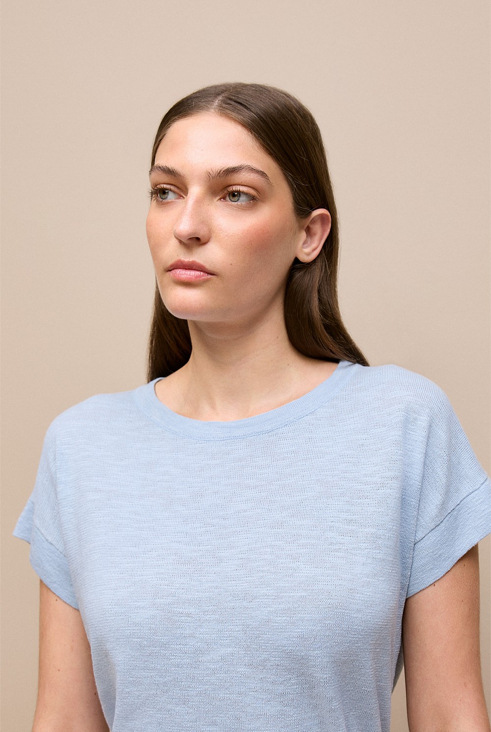 Linen Cotton Relaxed Crew T-shirt