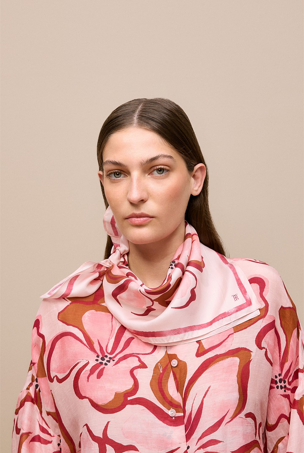 Peony Silk Twill Scarf