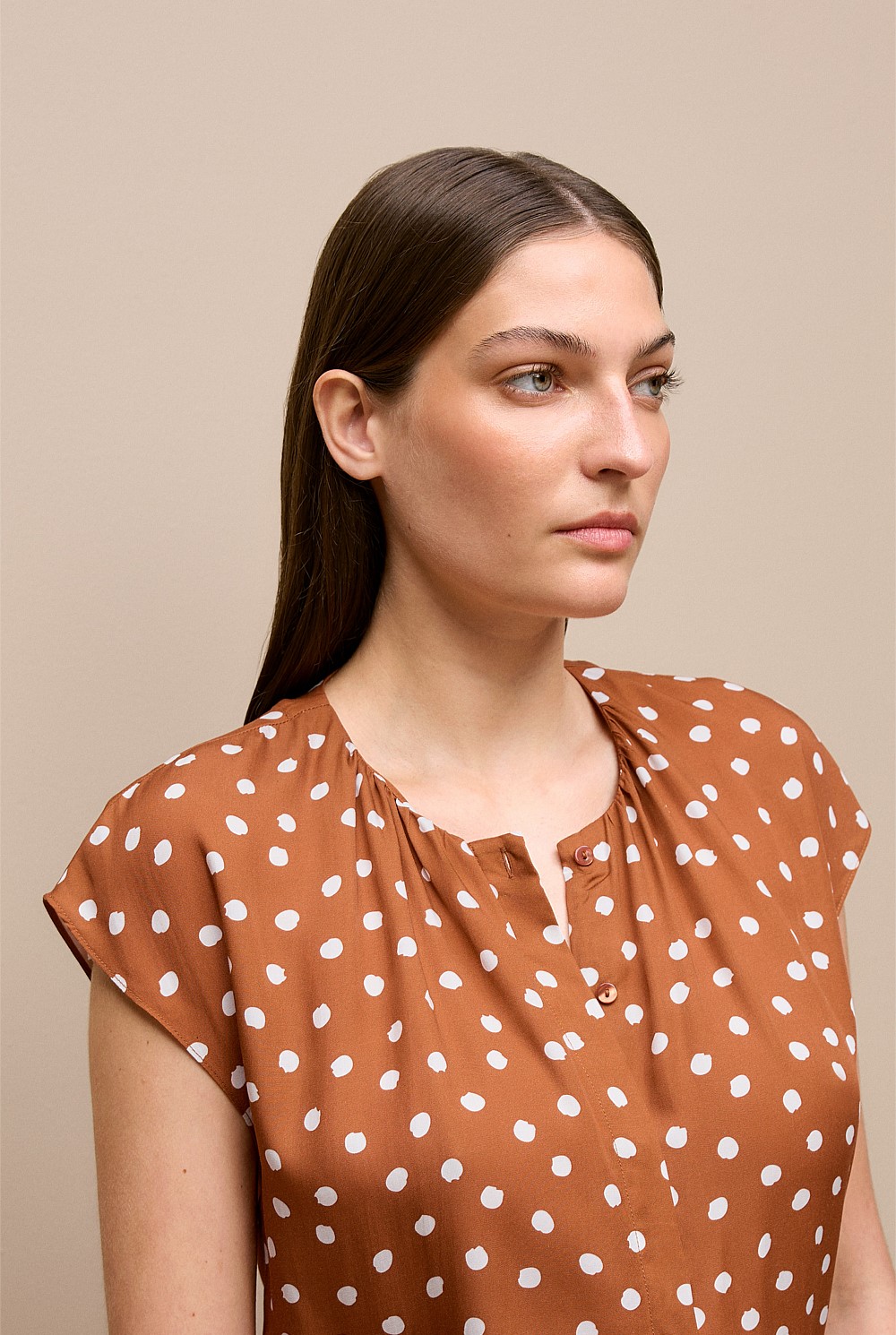 Spot Modal Cap Sleeve Blouse
