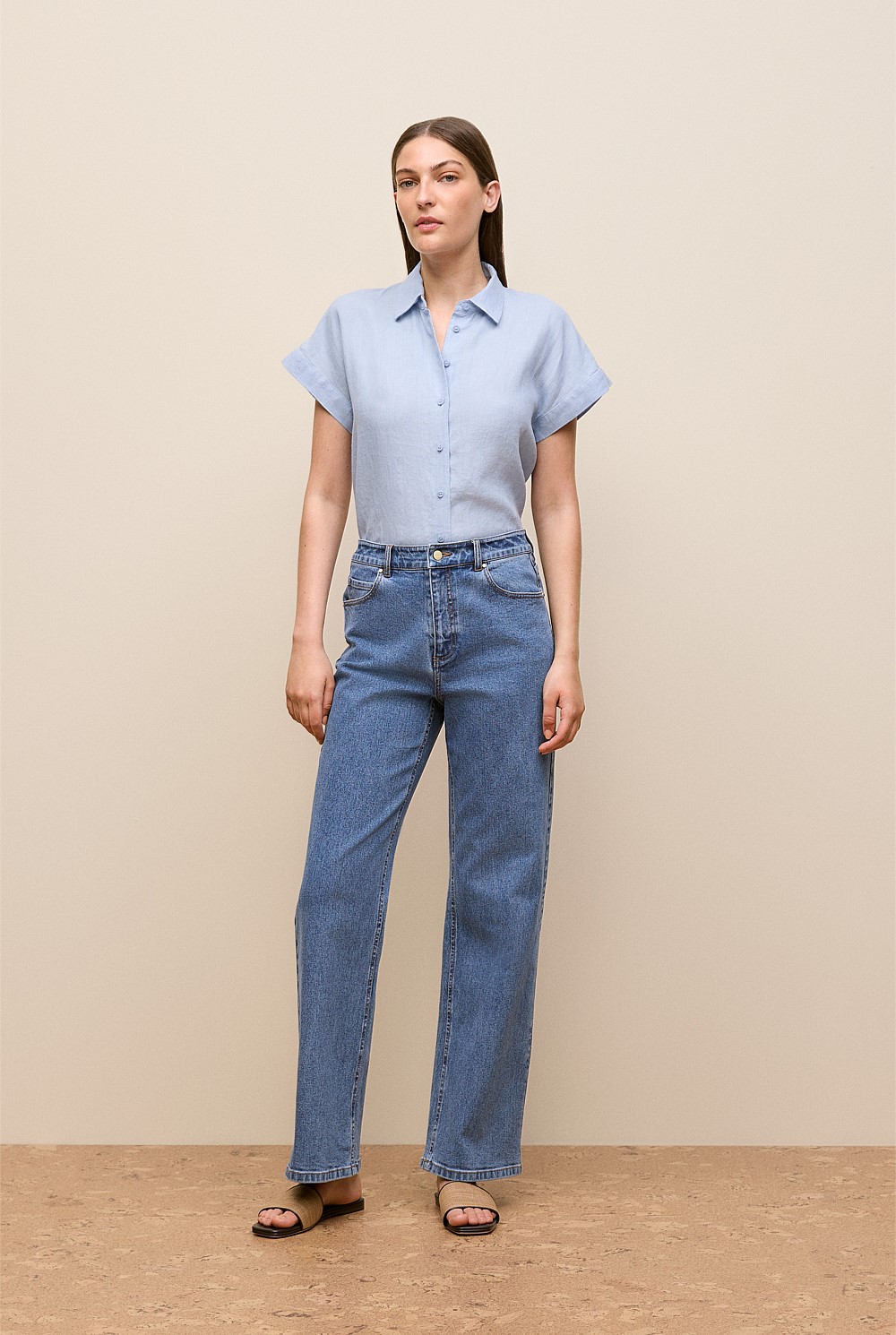 Delave Linen Cap Sleeve Shirt