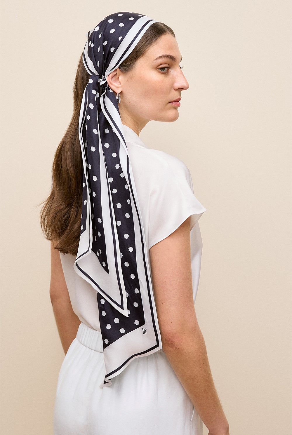 Spot Silk Twill Slim Scarf