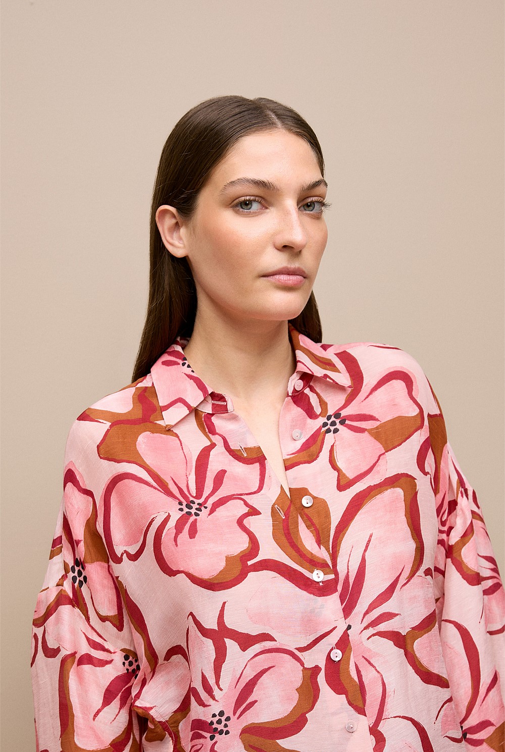 Peony Linen Silk Resort Shirt