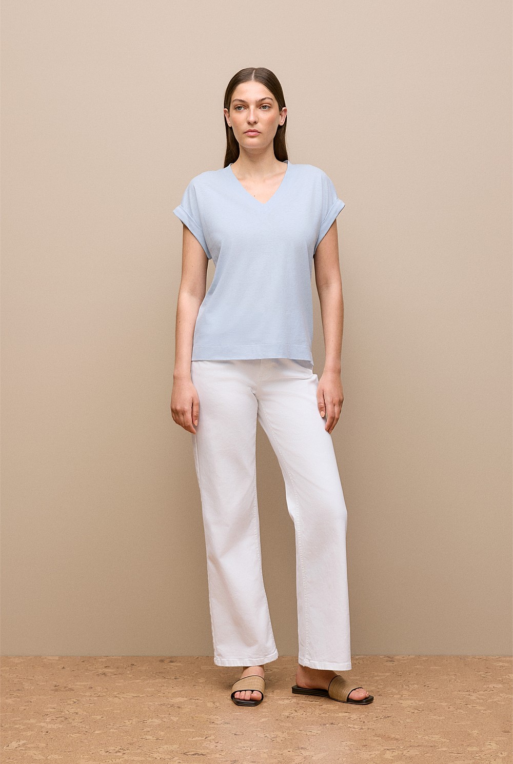 Linen Cotton V Neck T-shirt