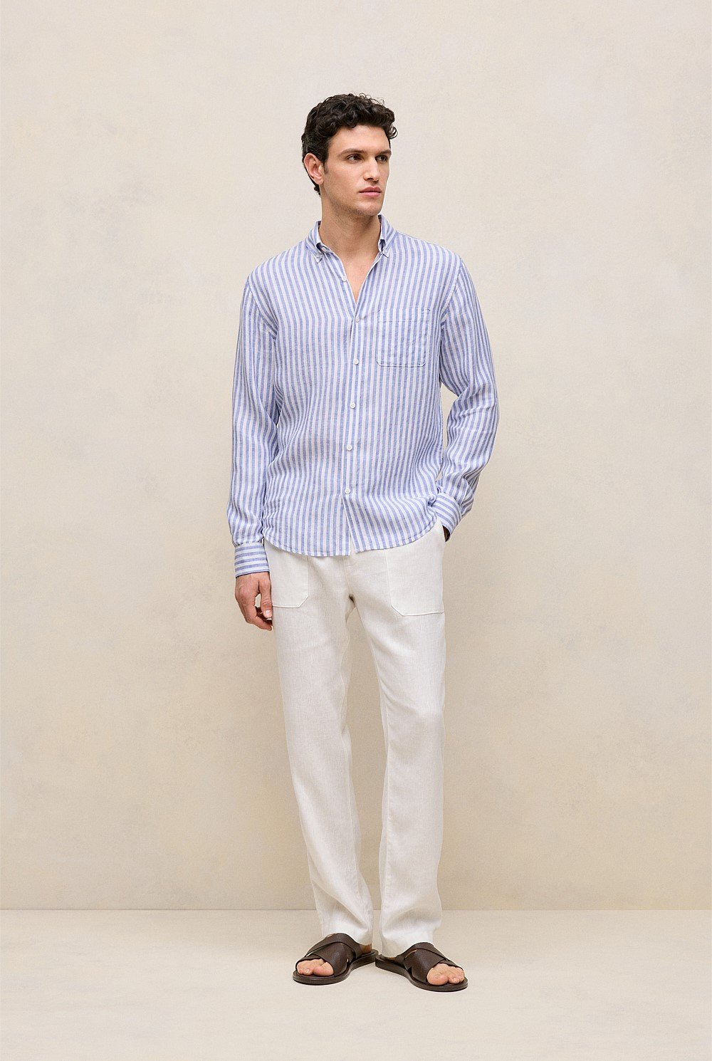 Regular Fit Linen Bengal Stripe Shirt