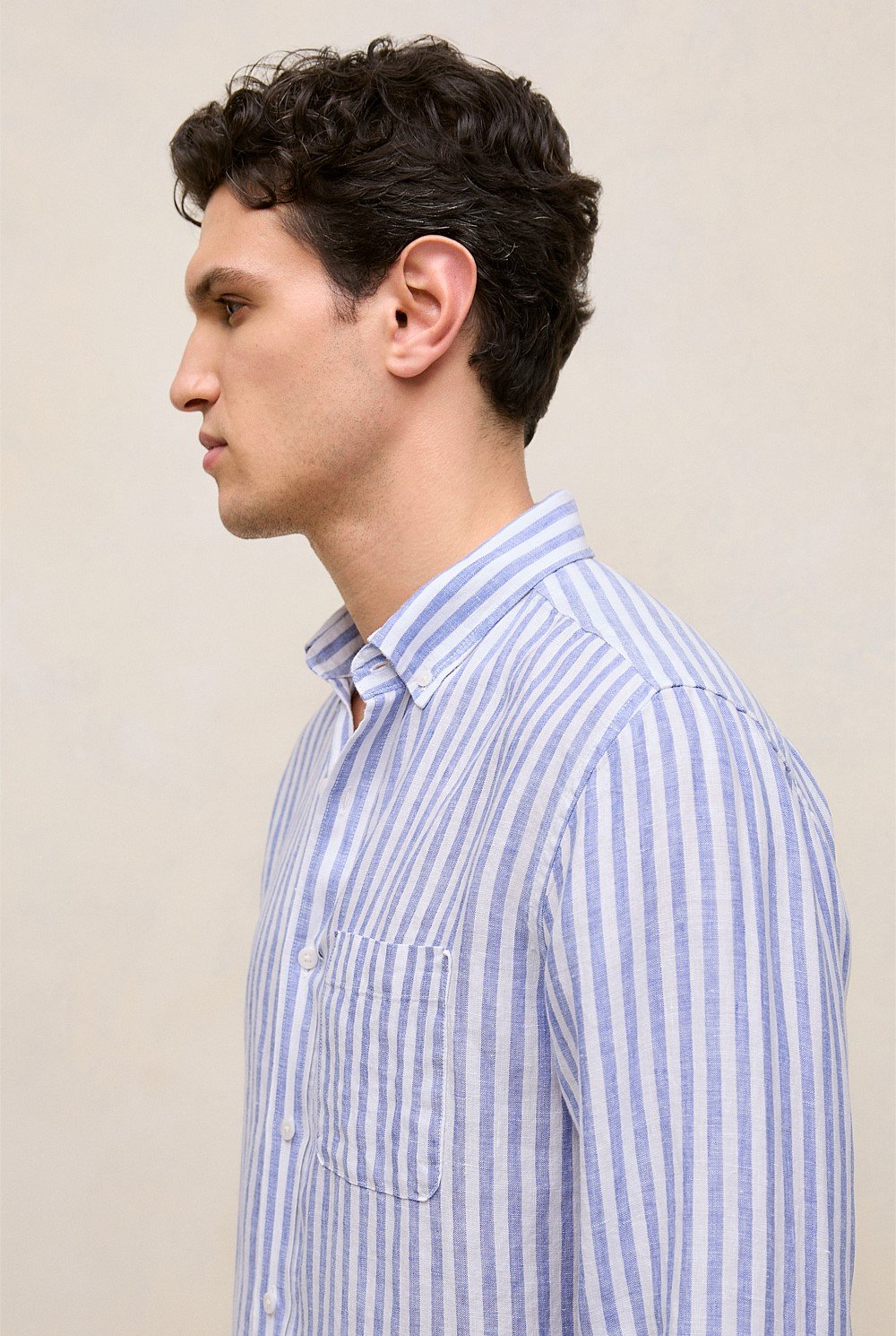Regular Fit Linen Bengal Stripe Shirt
