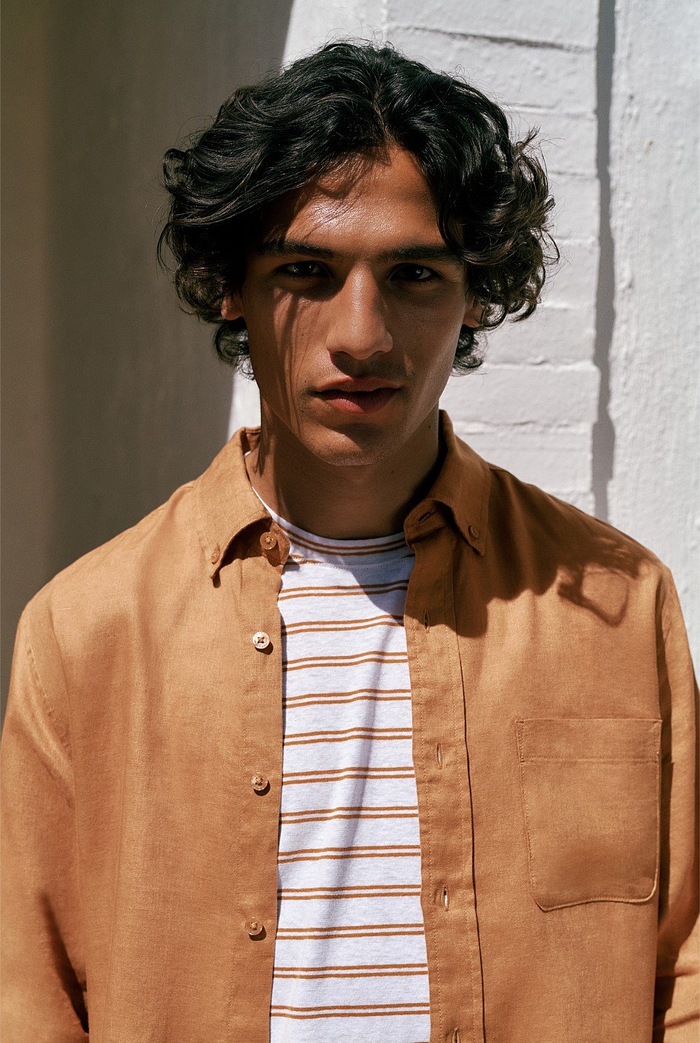 Cotton Linen Double Stripe T-shirt