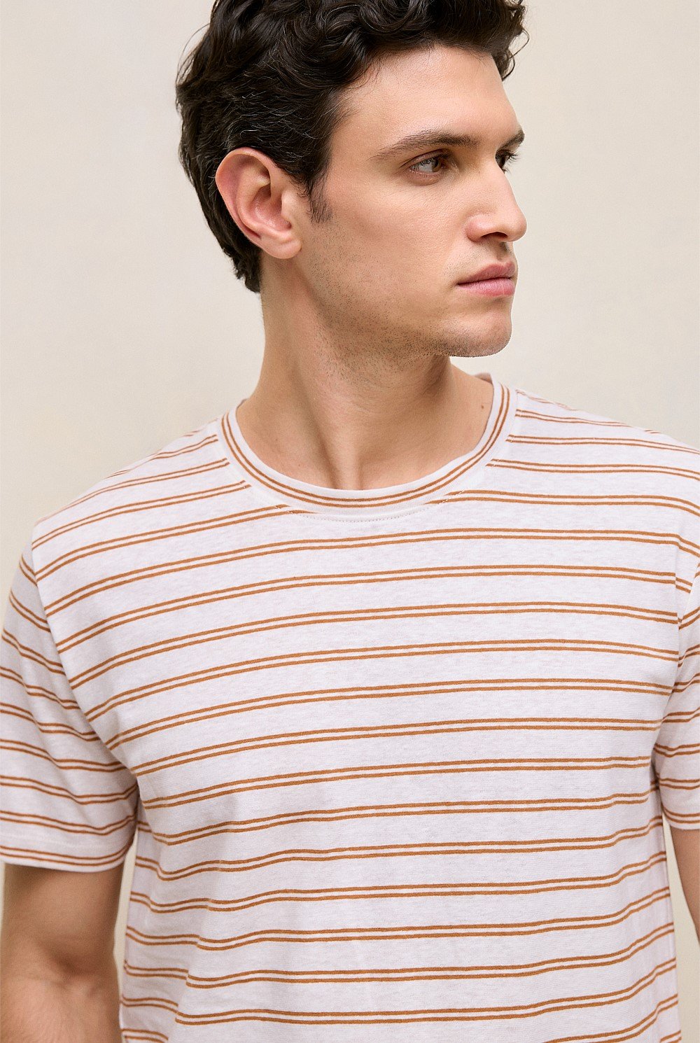 Cotton Linen Double Stripe T-shirt