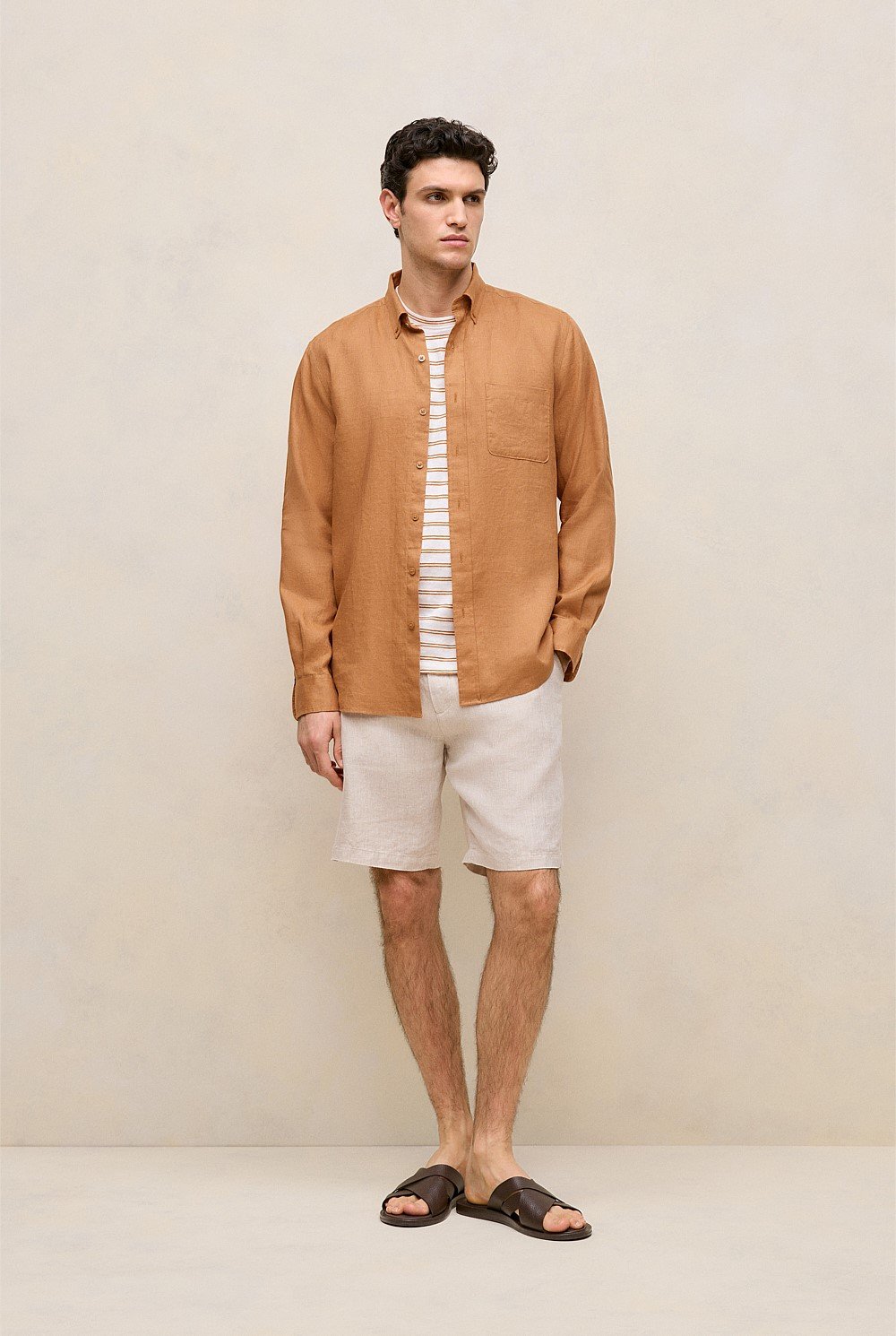 Cotton Linen Double Stripe T-shirt