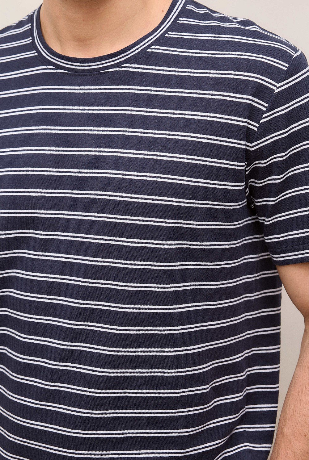 Cotton Linen Double Stripe T-shirt