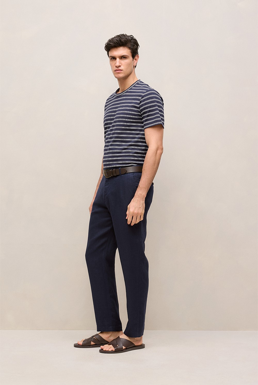Cotton Linen Double Stripe T-shirt
