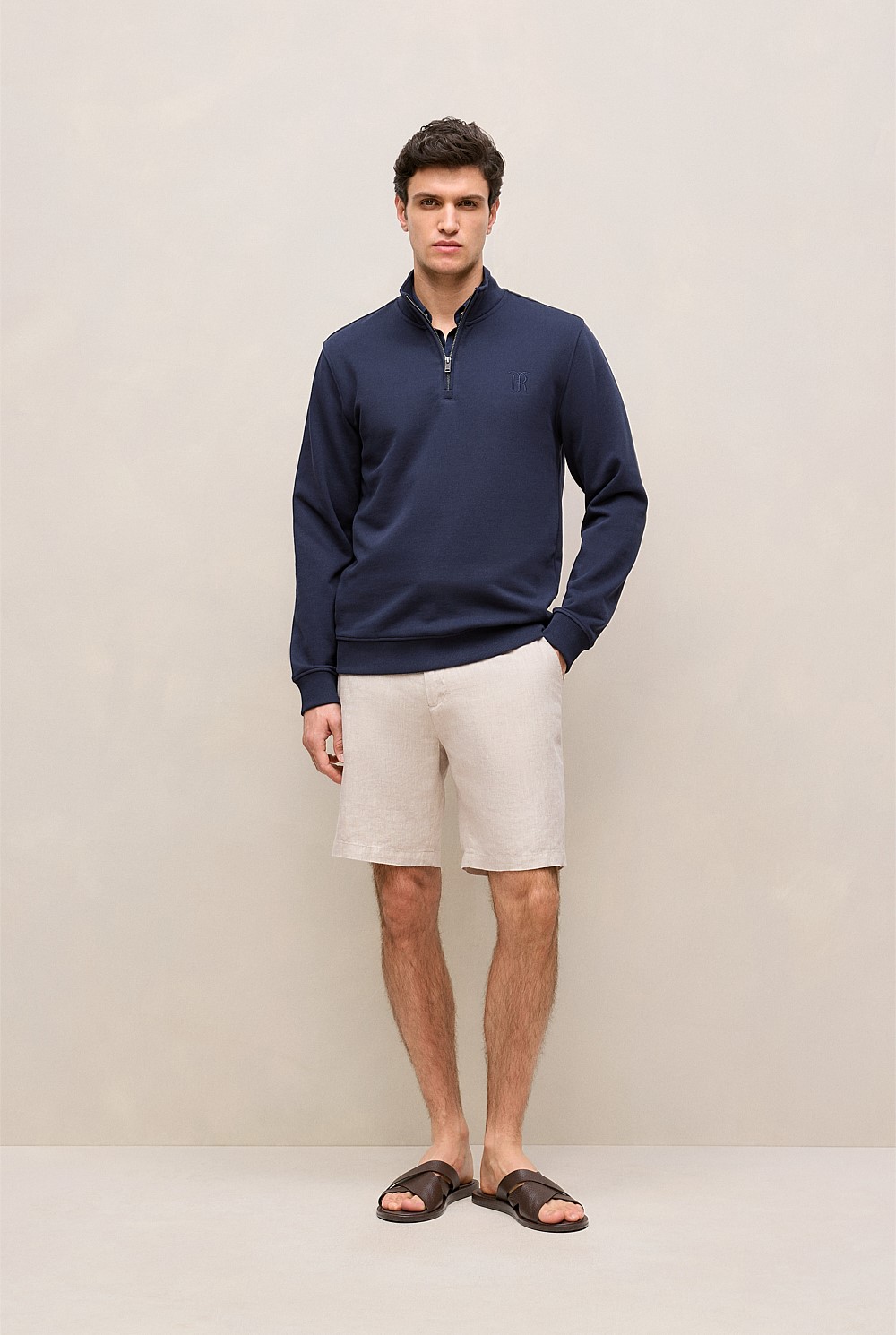 Terry 1/4 Zip Monogram Sweat