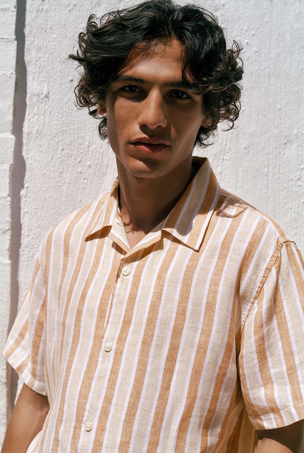Linen Tent Stripe Camp Shirt