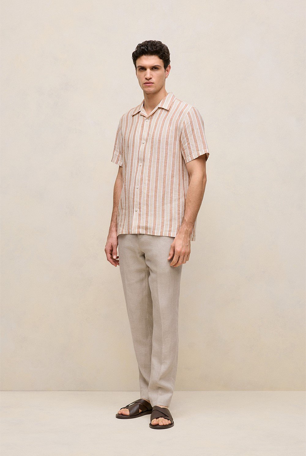 Linen Tent Stripe Camp Shirt