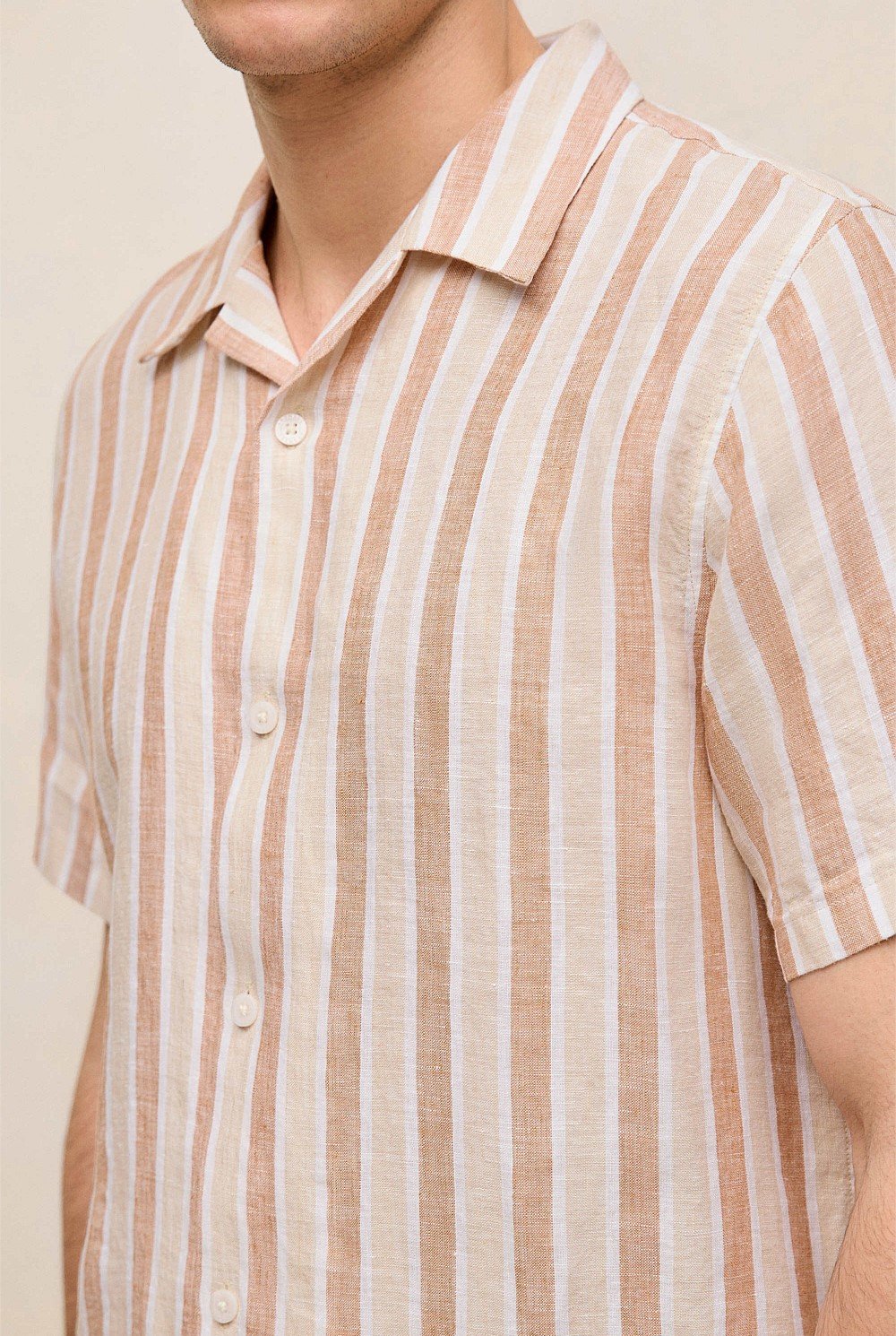 Linen Tent Stripe Camp Shirt