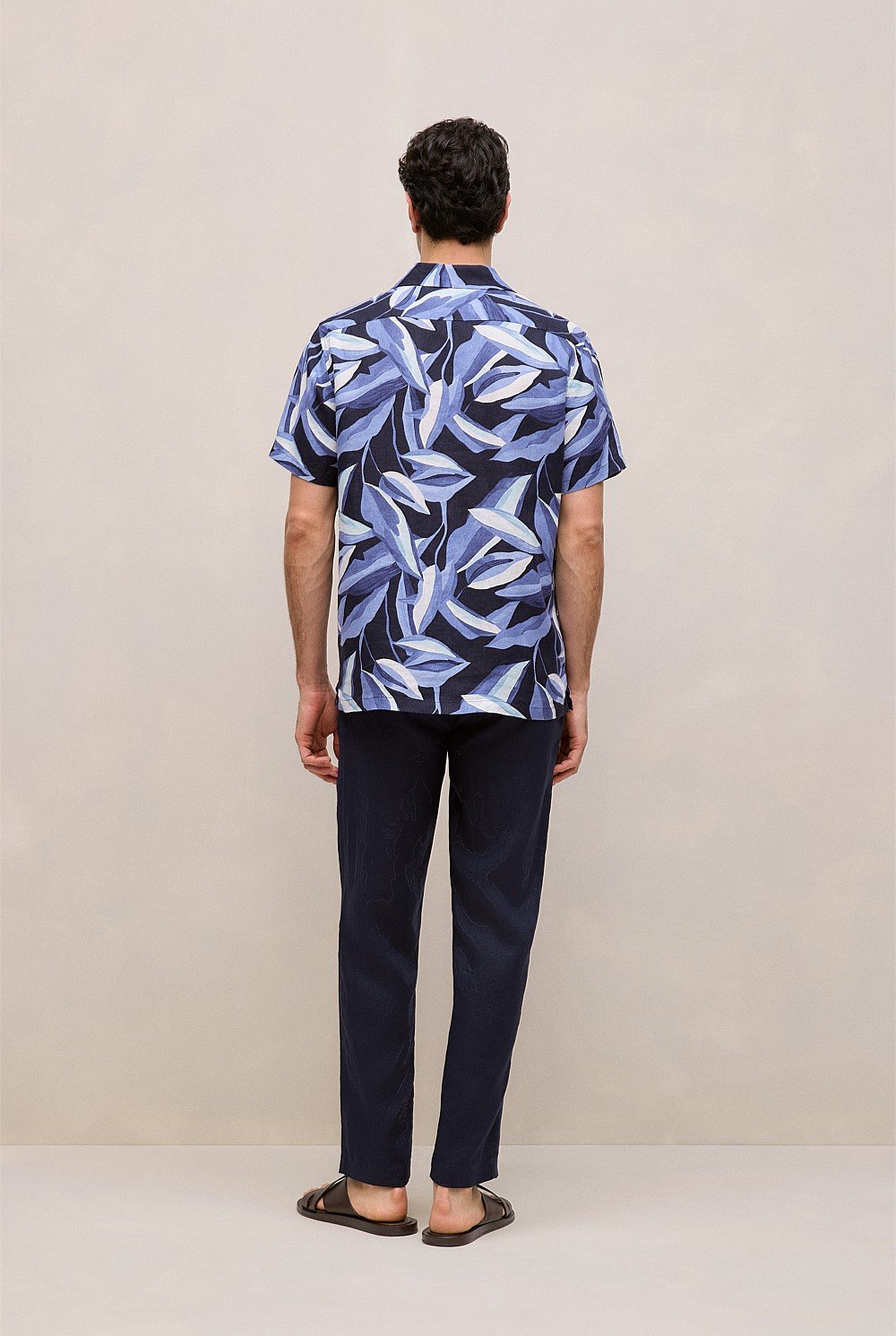 Painted Leaf Linen Camp Shirt