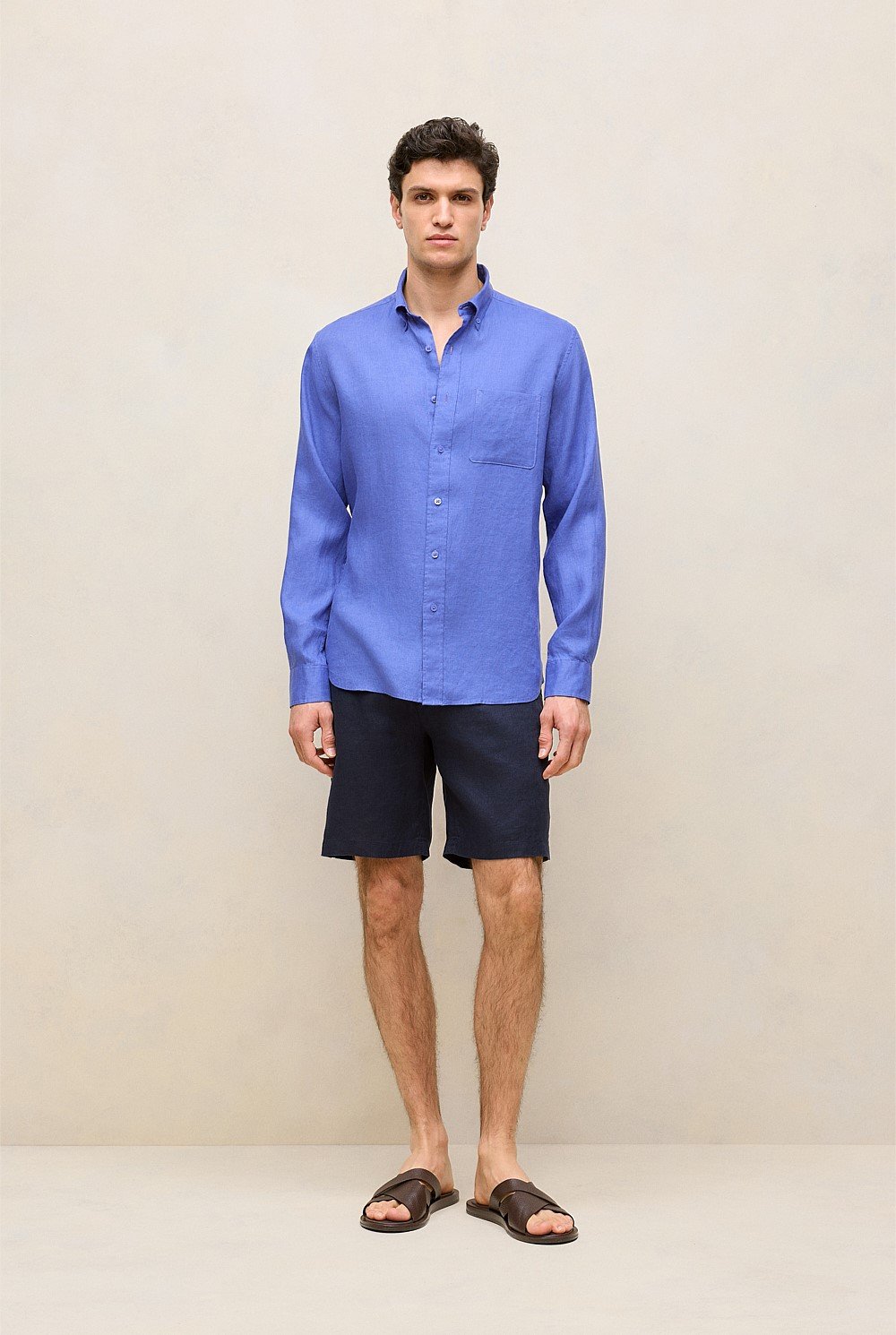 Regular Fit Linen Classic Long Sleeve Shirt