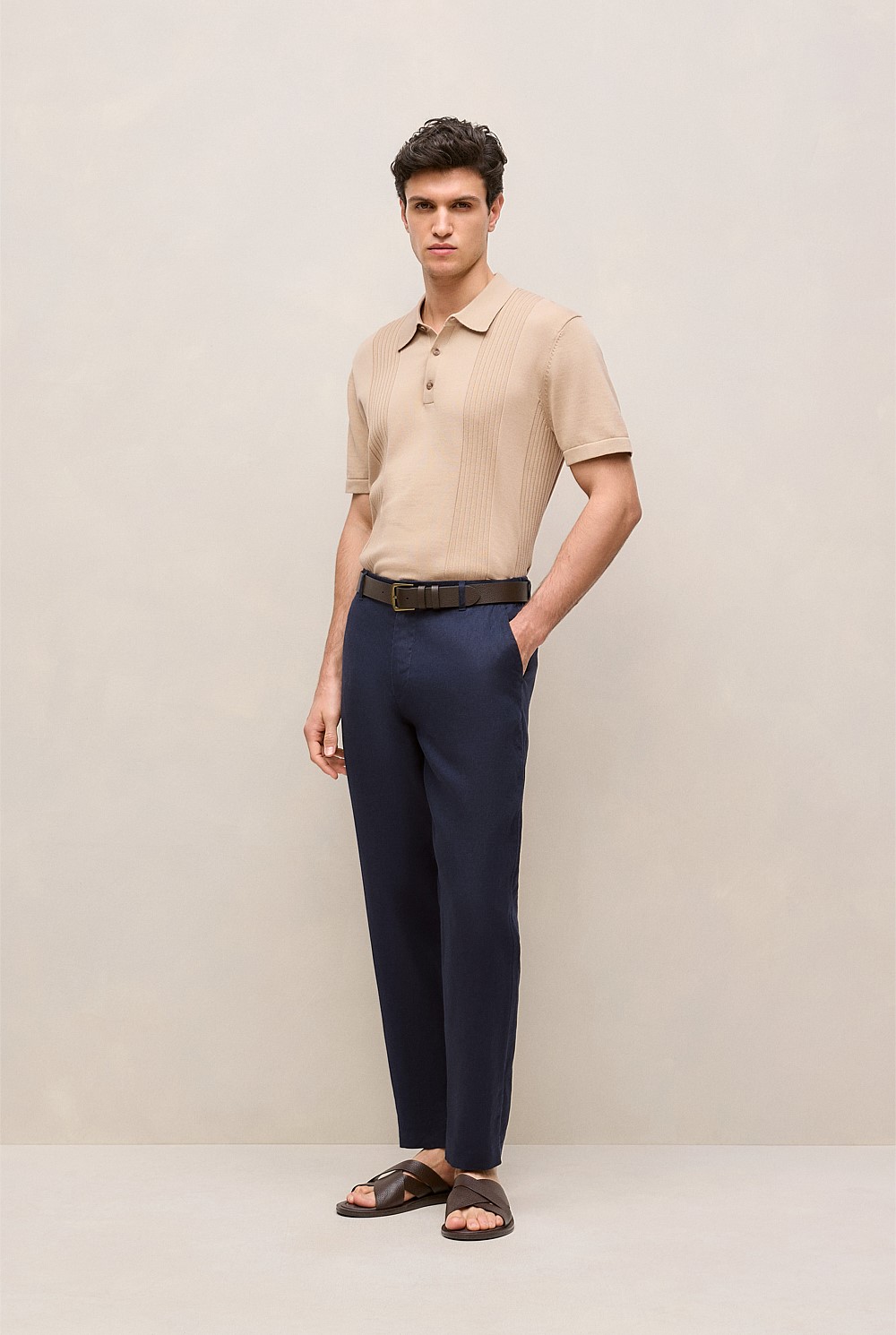 Mercerised Cotton Rib Detail Knit Polo