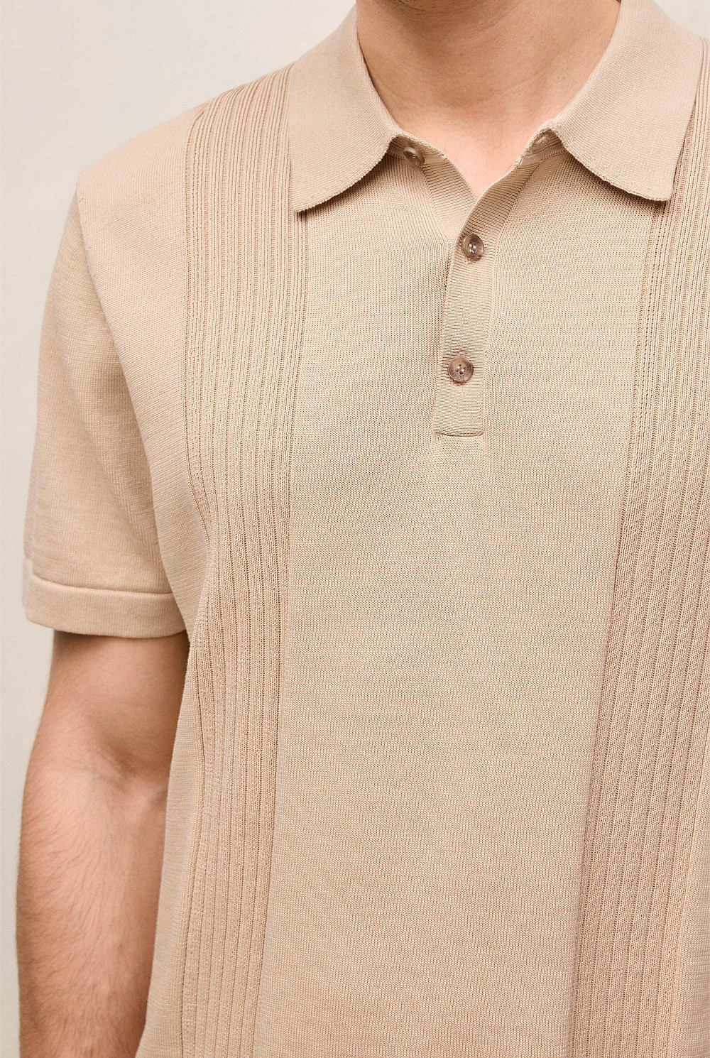 Mercerised Cotton Rib Detail Knit Polo