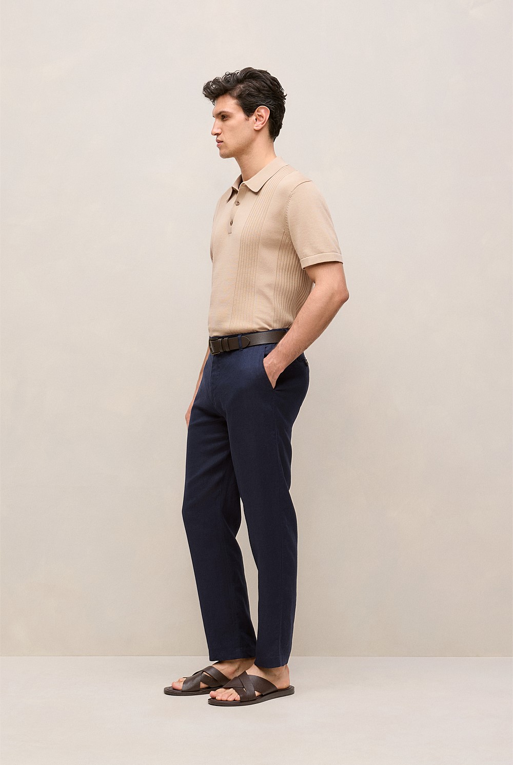 Mercerised Cotton Rib Detail Knit Polo