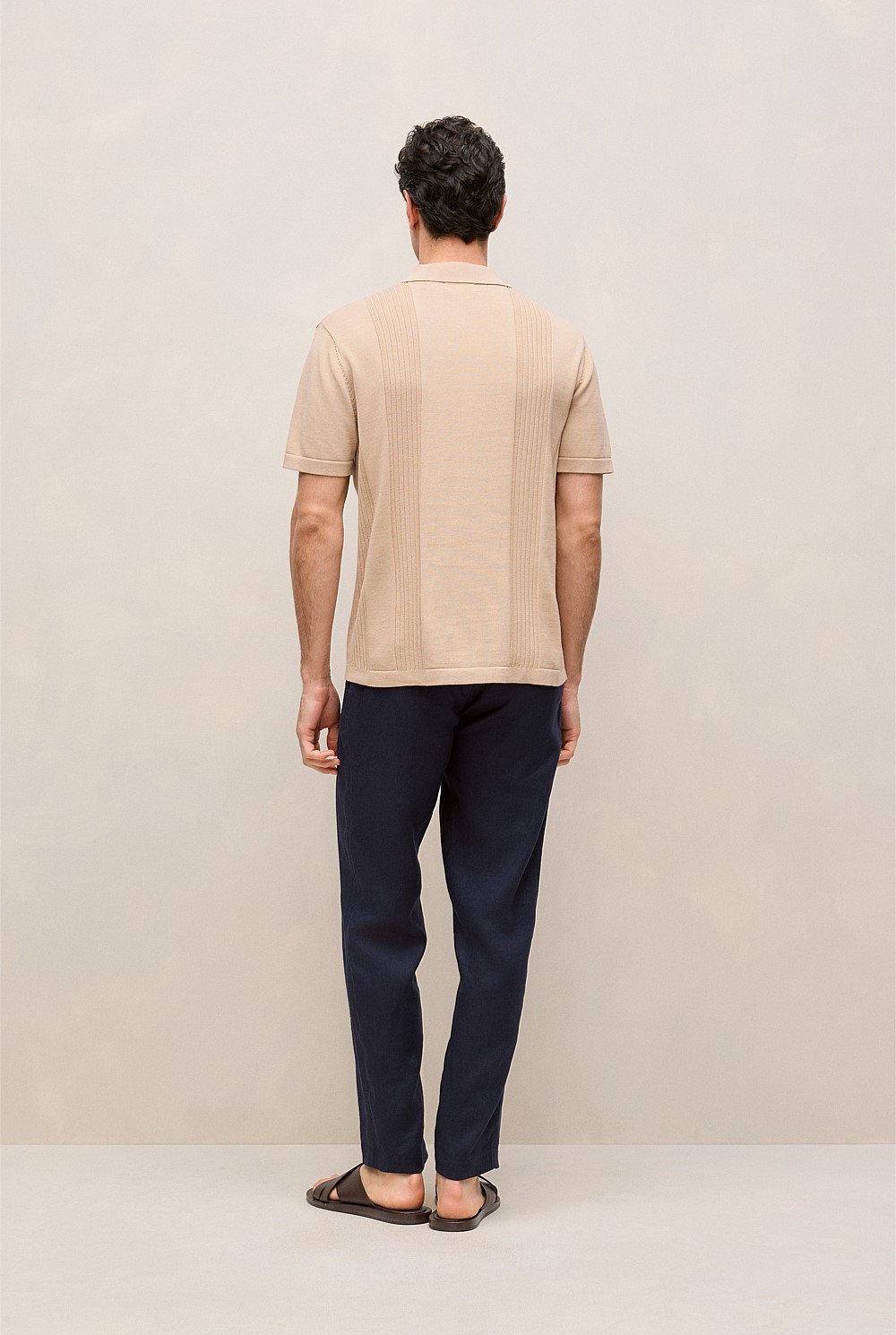 Mercerised Cotton Rib Detail Knit Polo