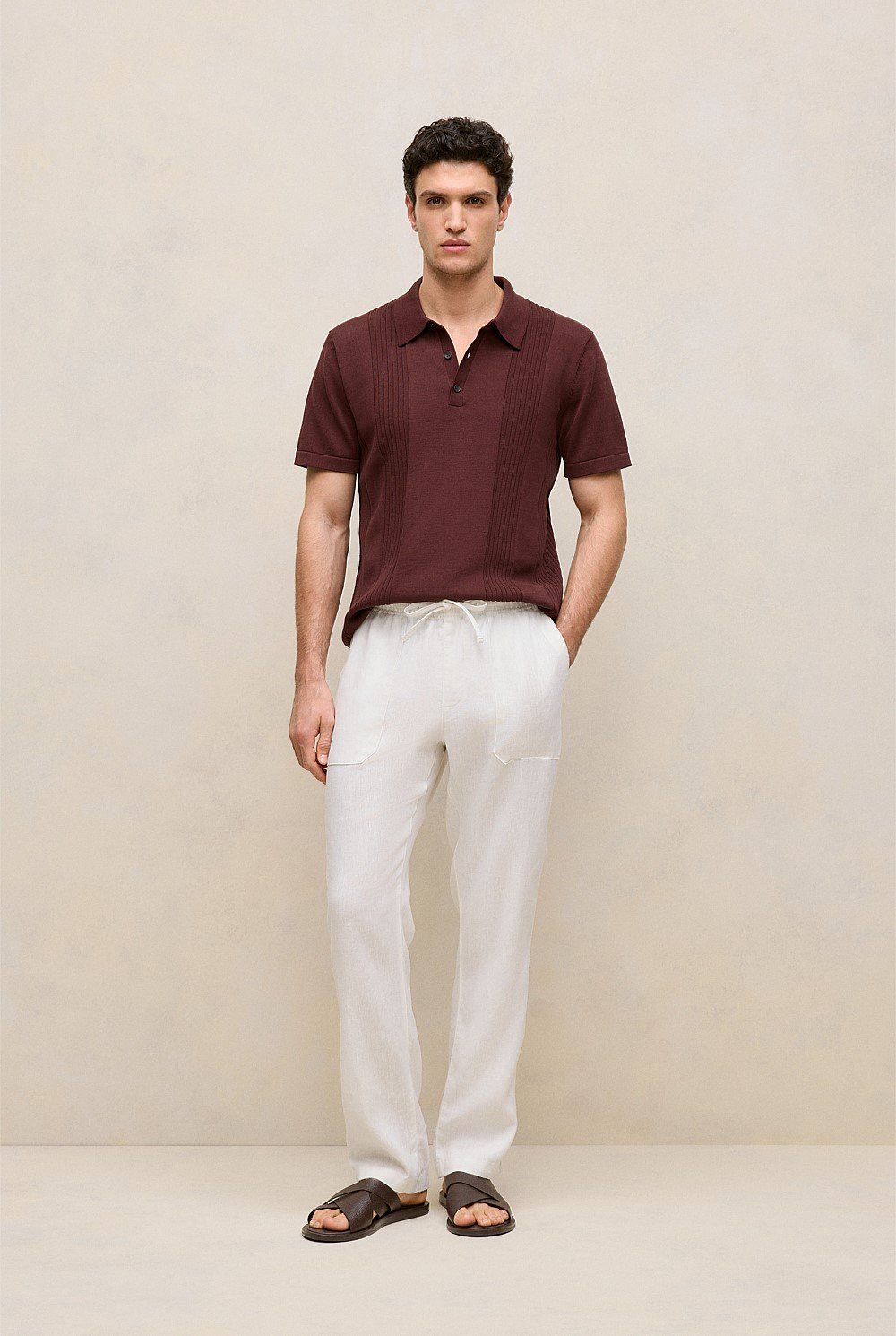 Mercerised Cotton Rib Detail Knit Polo