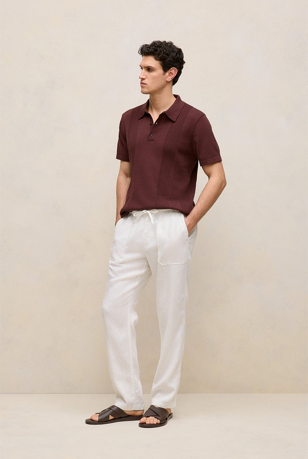 Mercerised Cotton Rib Detail Knit Polo