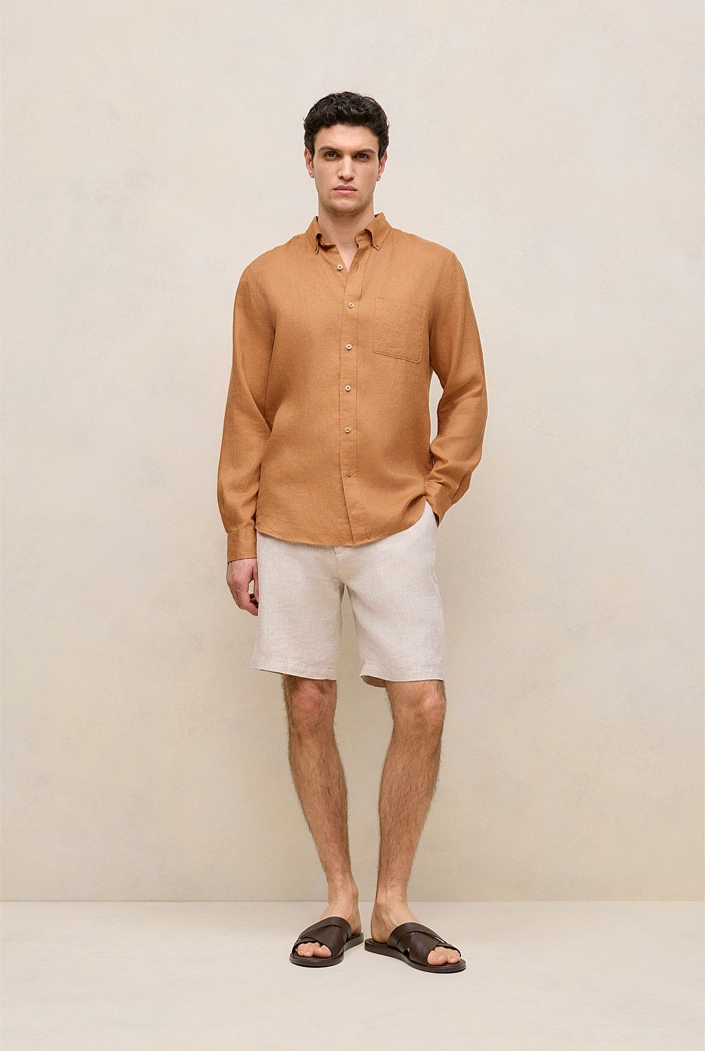 Regular Fit Linen Classic Long Sleeve Shirt
