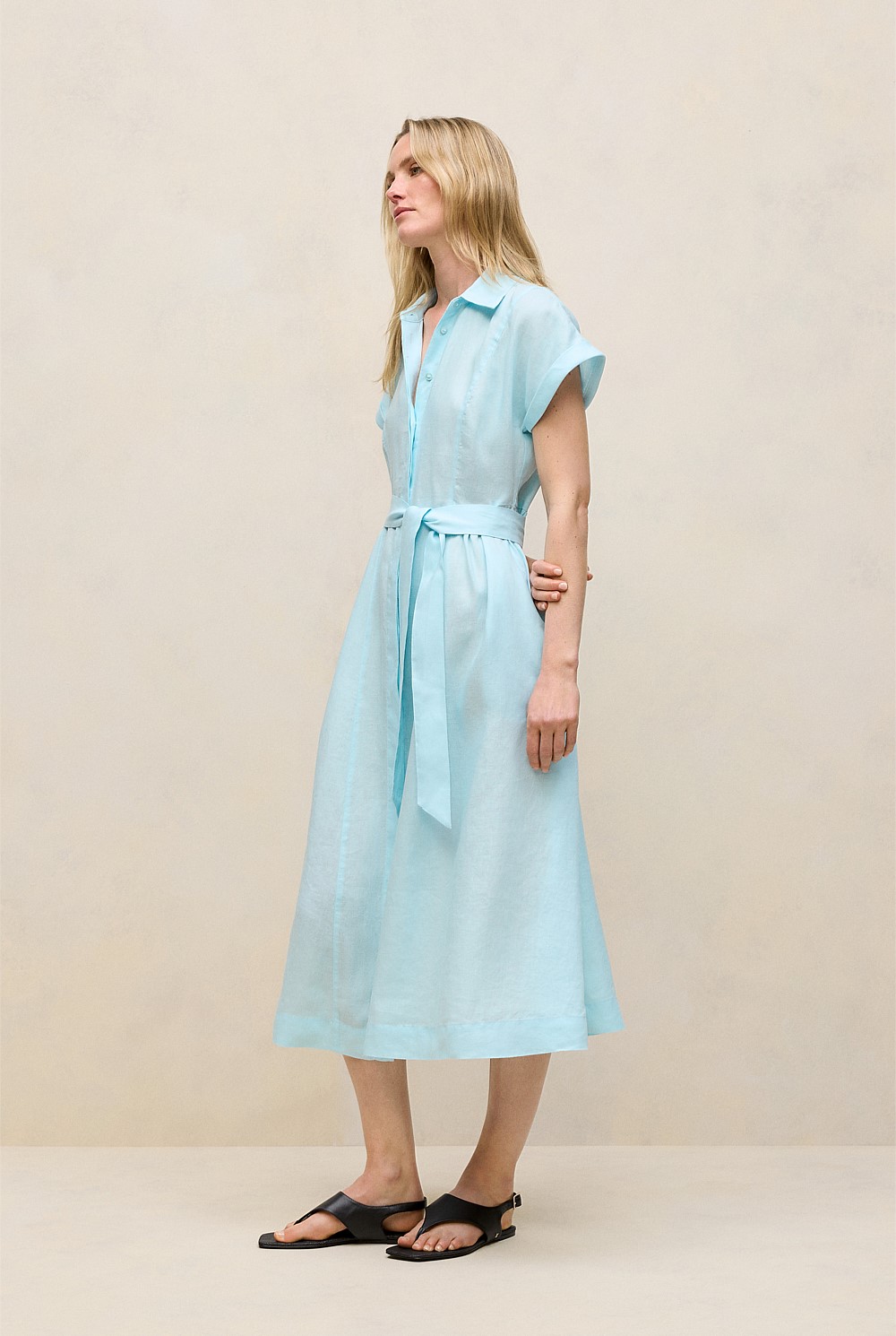 Linen Panelled Shirt Dress