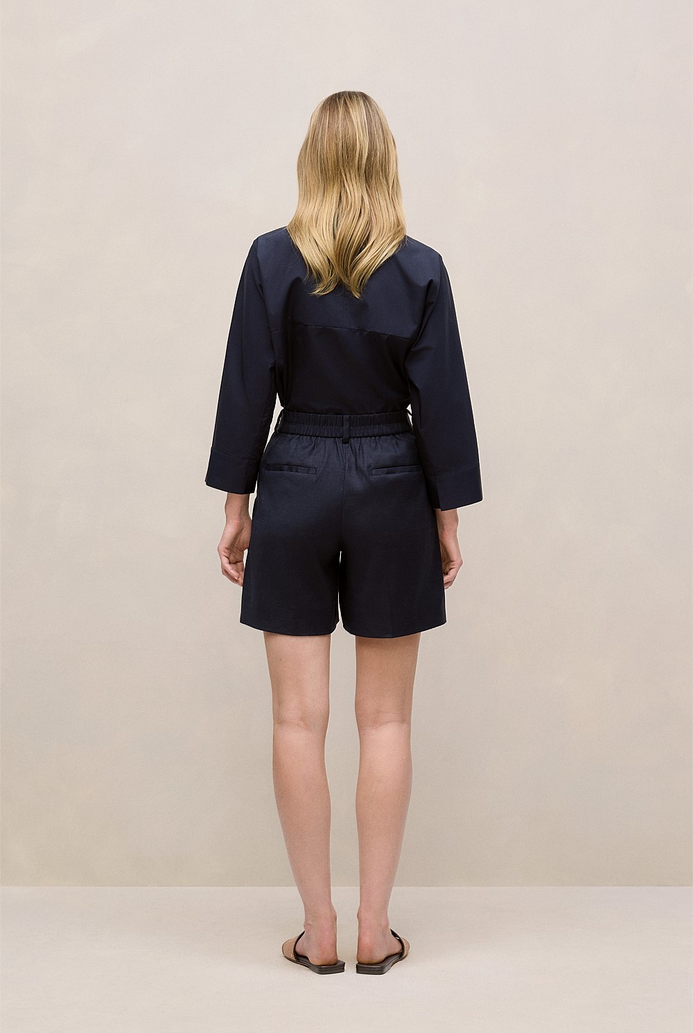 Stretch Linen Blend Tailored Short