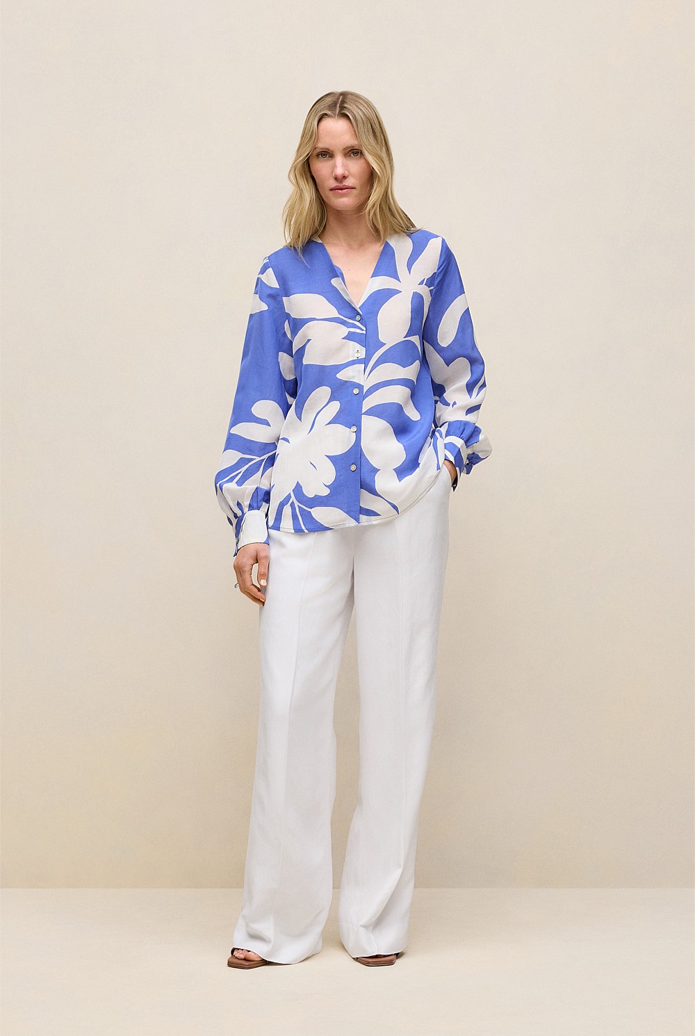 Marea Textured V Neck Blouse