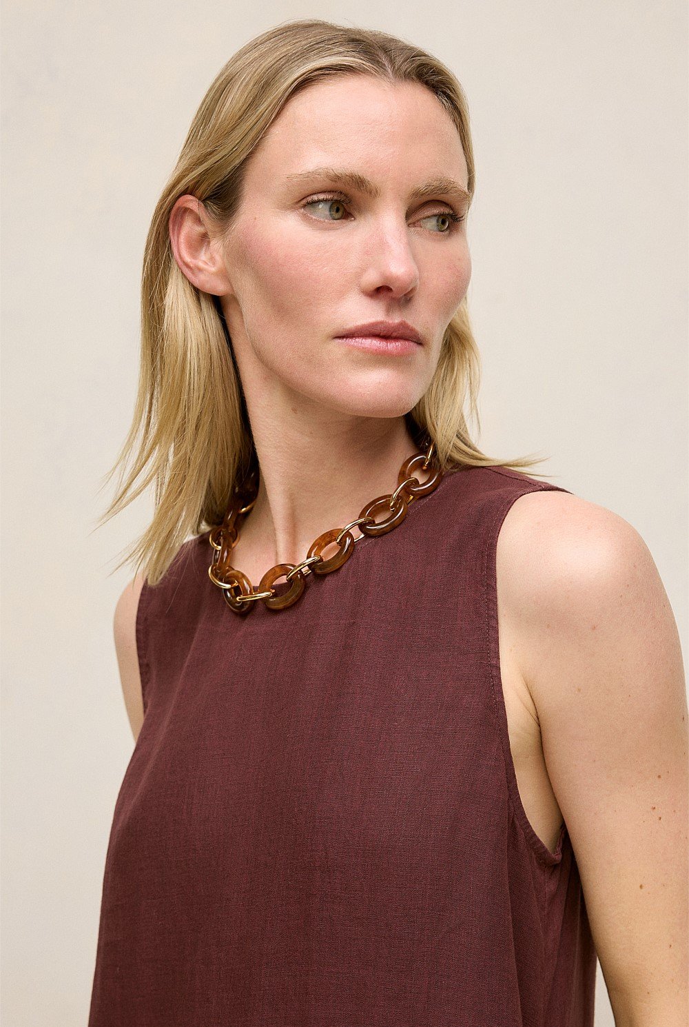 Delave Linen Sleeveless Column Dress