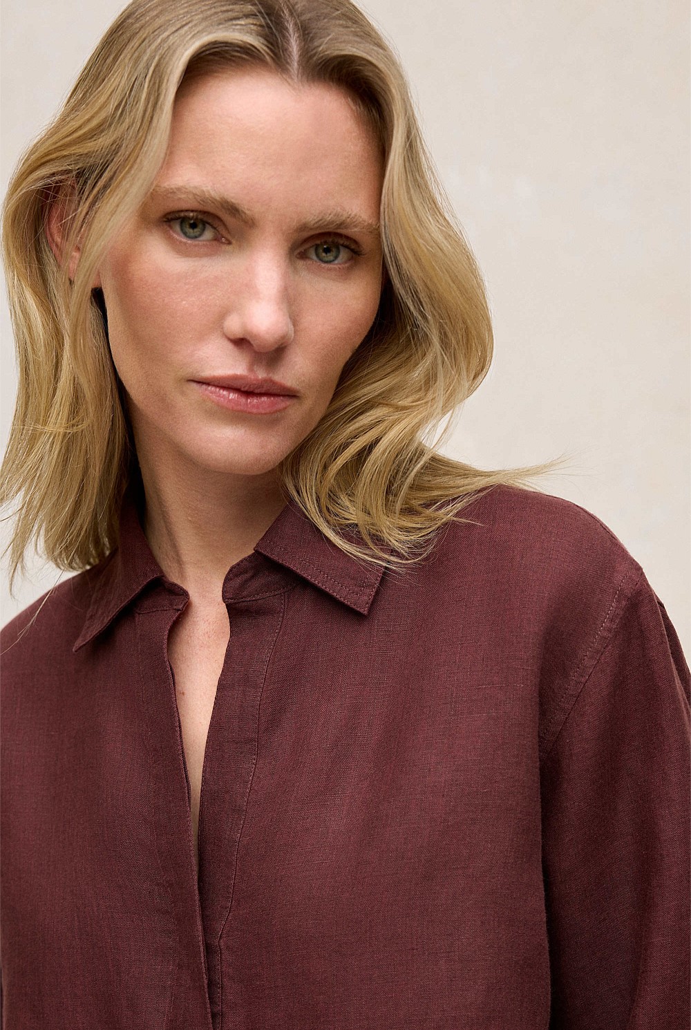 Delave Linen Half Placket Shirt