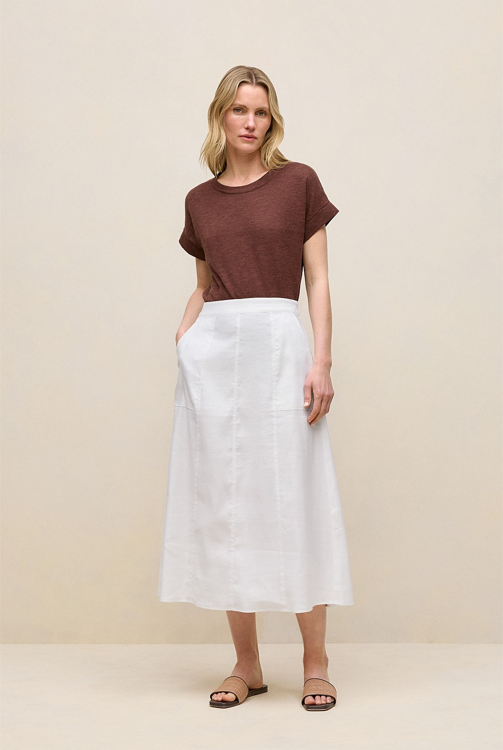 Linen Cotton Relaxed Crew T-shirt
