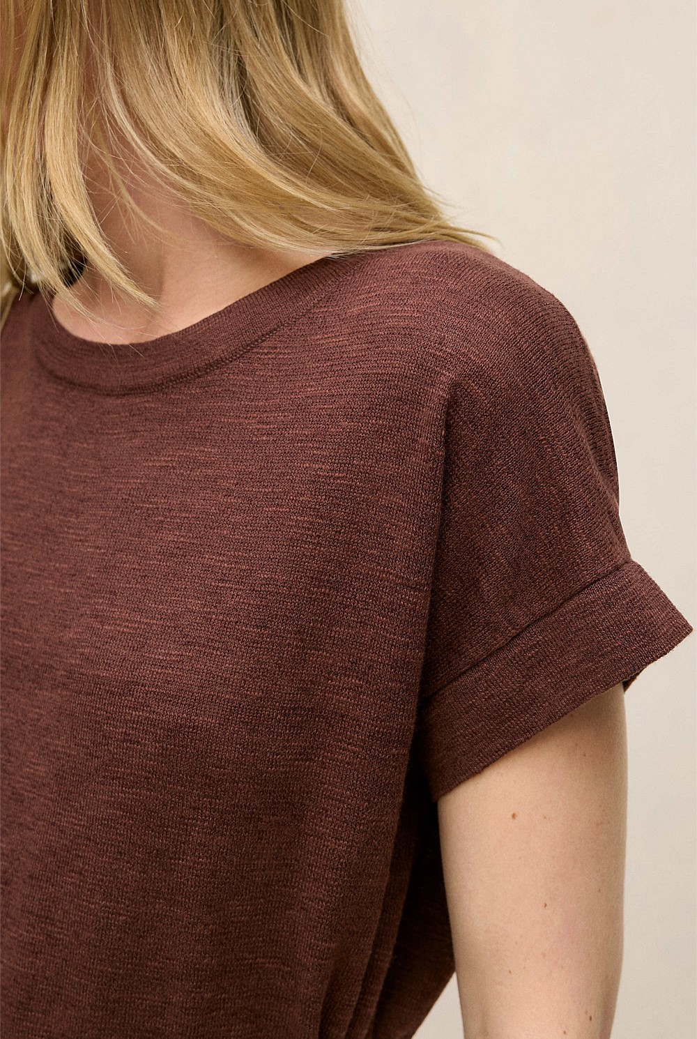 Linen Cotton Relaxed Crew T-shirt