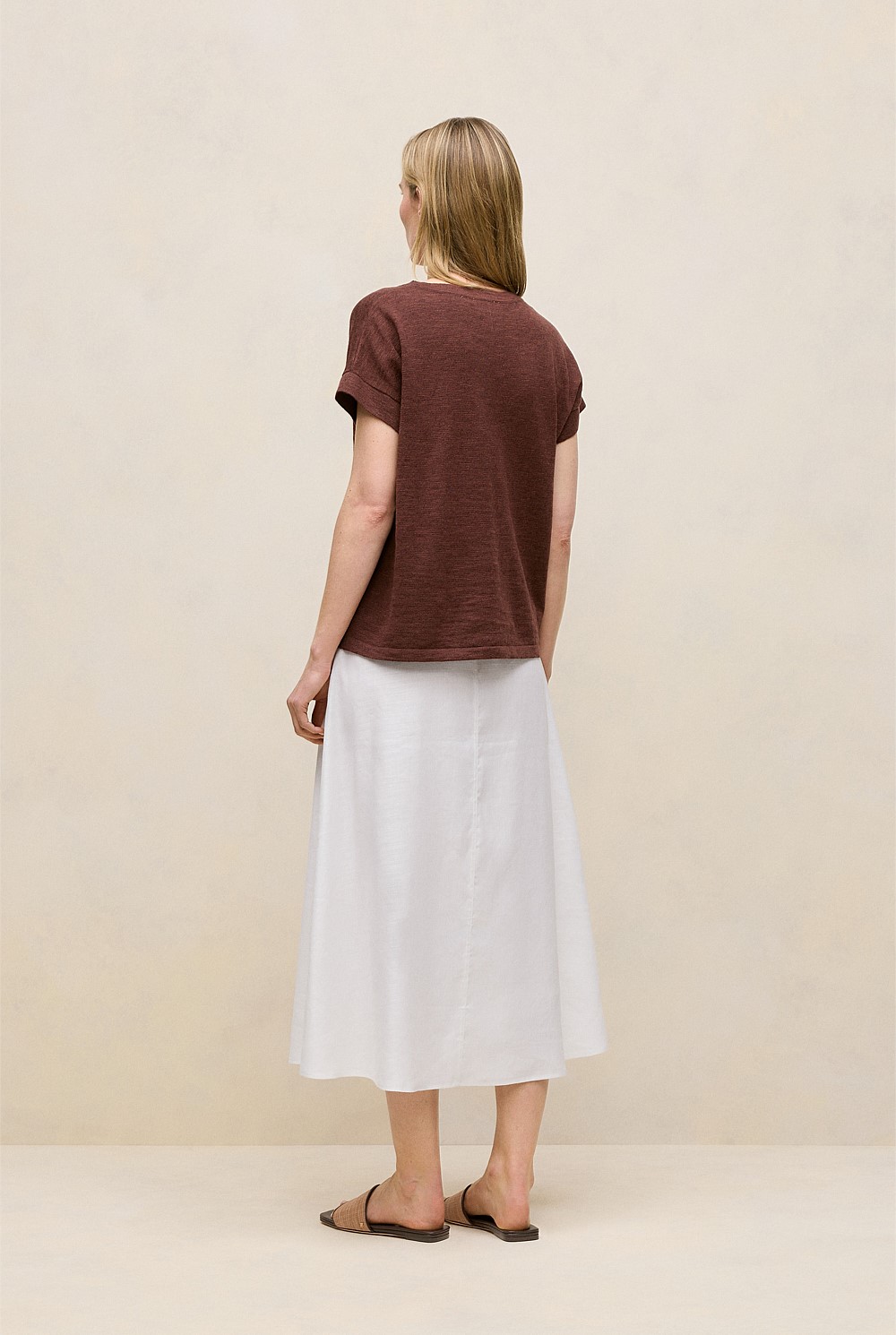 Linen Cotton Relaxed Crew T-shirt