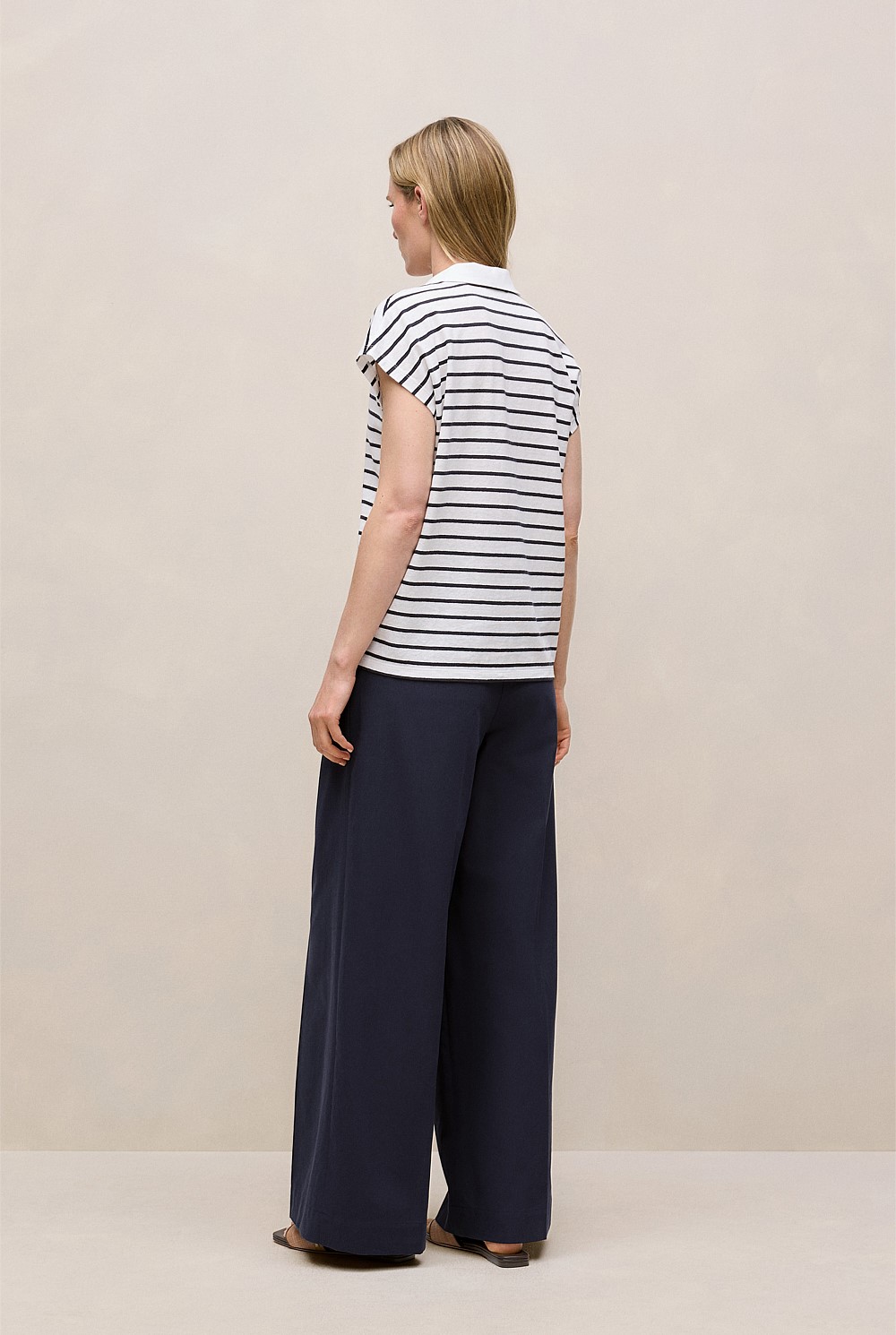 Linen Cotton Jersey Stripe Polo