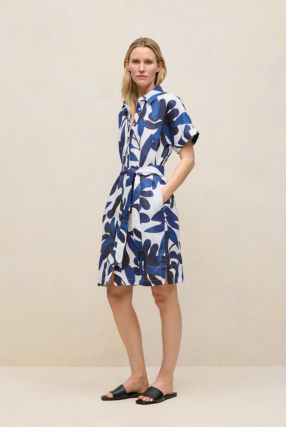 Marea Linen Short Sleeve Shirt Dress