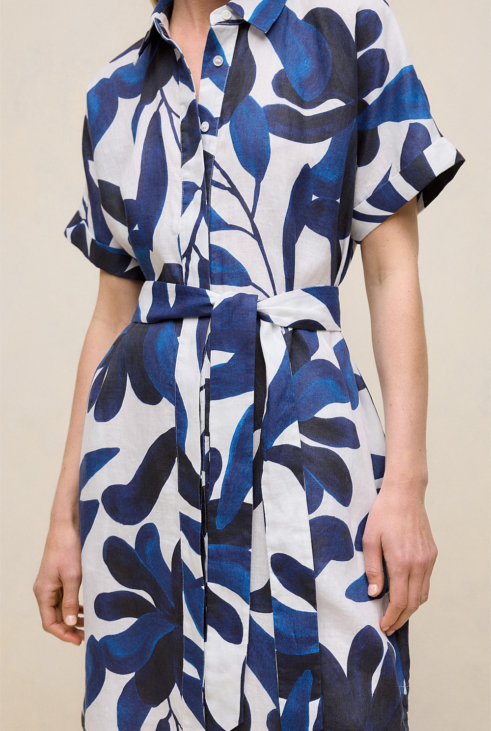 Marea Linen Short Sleeve Shirt Dress