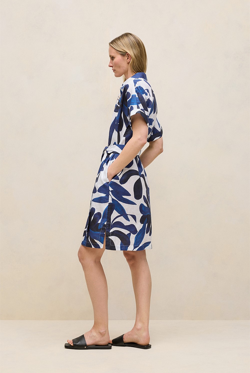 Marea Linen Short Sleeve Shirt Dress