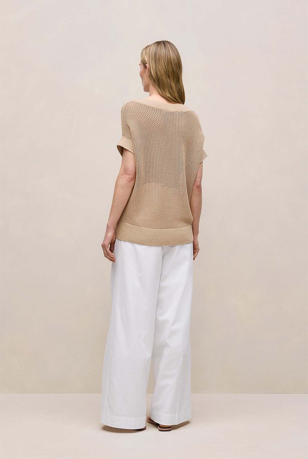 Mercerised Cotton Open Knit T-shirt
