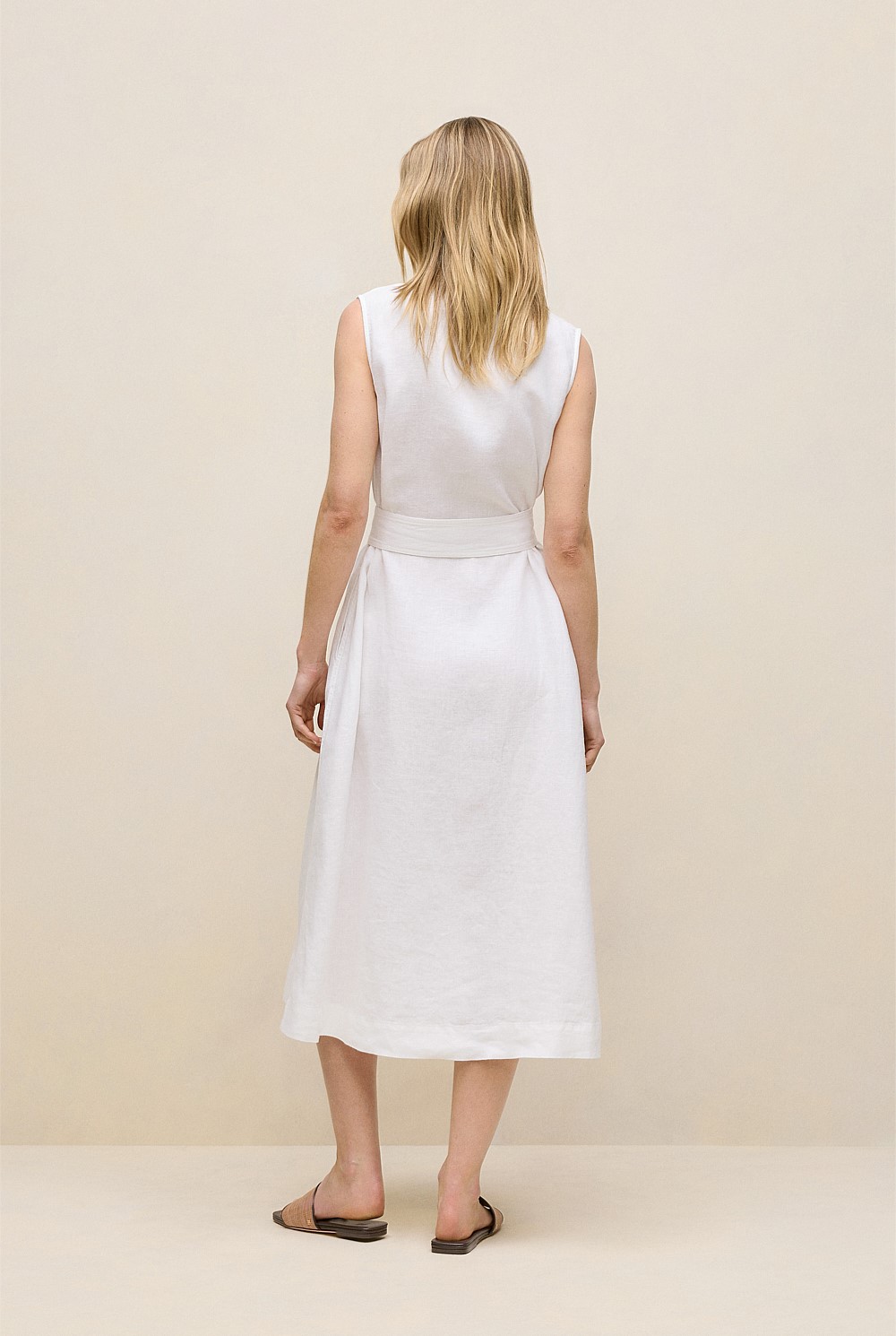 Linen Sleeveless Shirt Dress