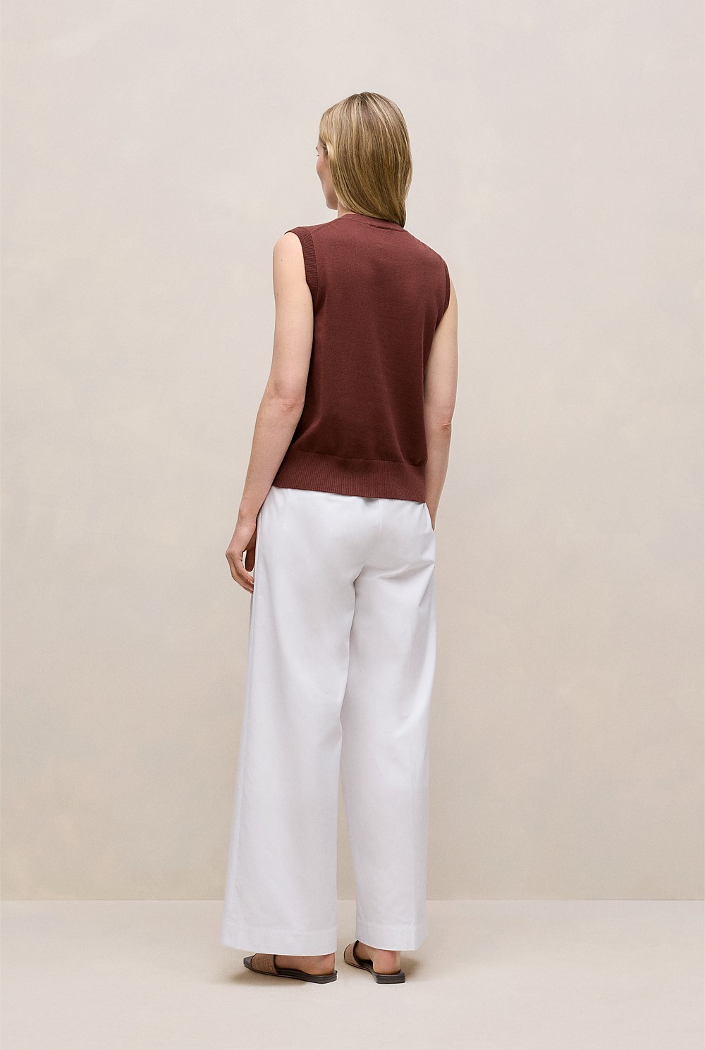 Cotton Cashmere Button Through Vest