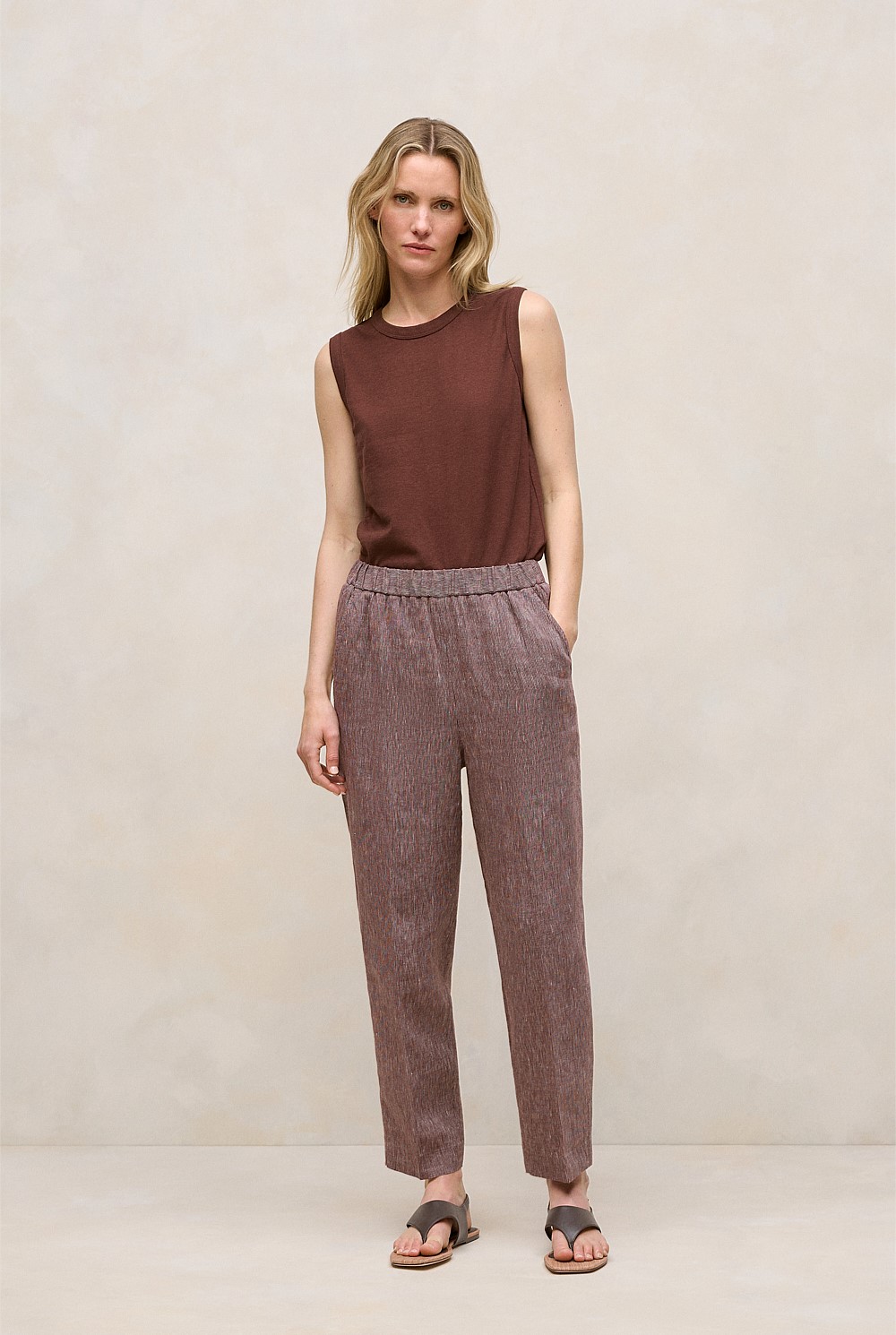 Linen End On End Stripe Relaxed Pant