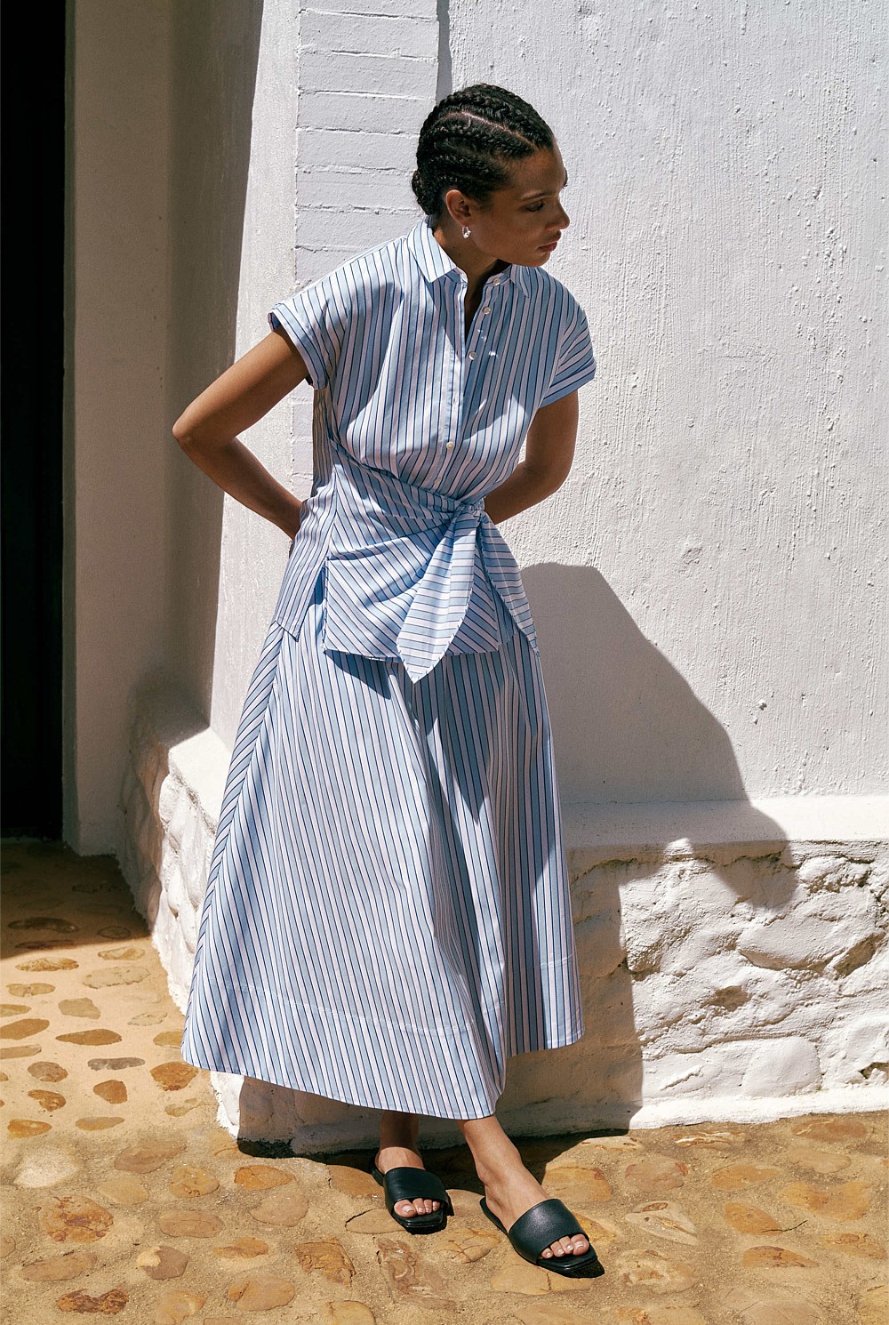Jacquard Stripe Poplin Skirt