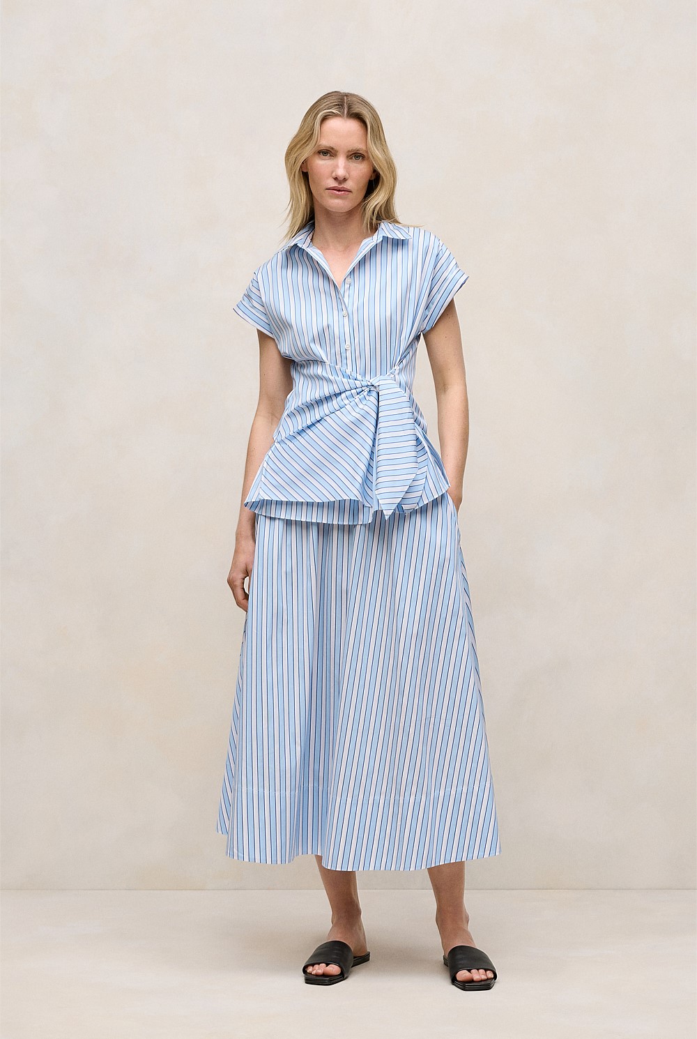 Jacquard Stripe Poplin Skirt
