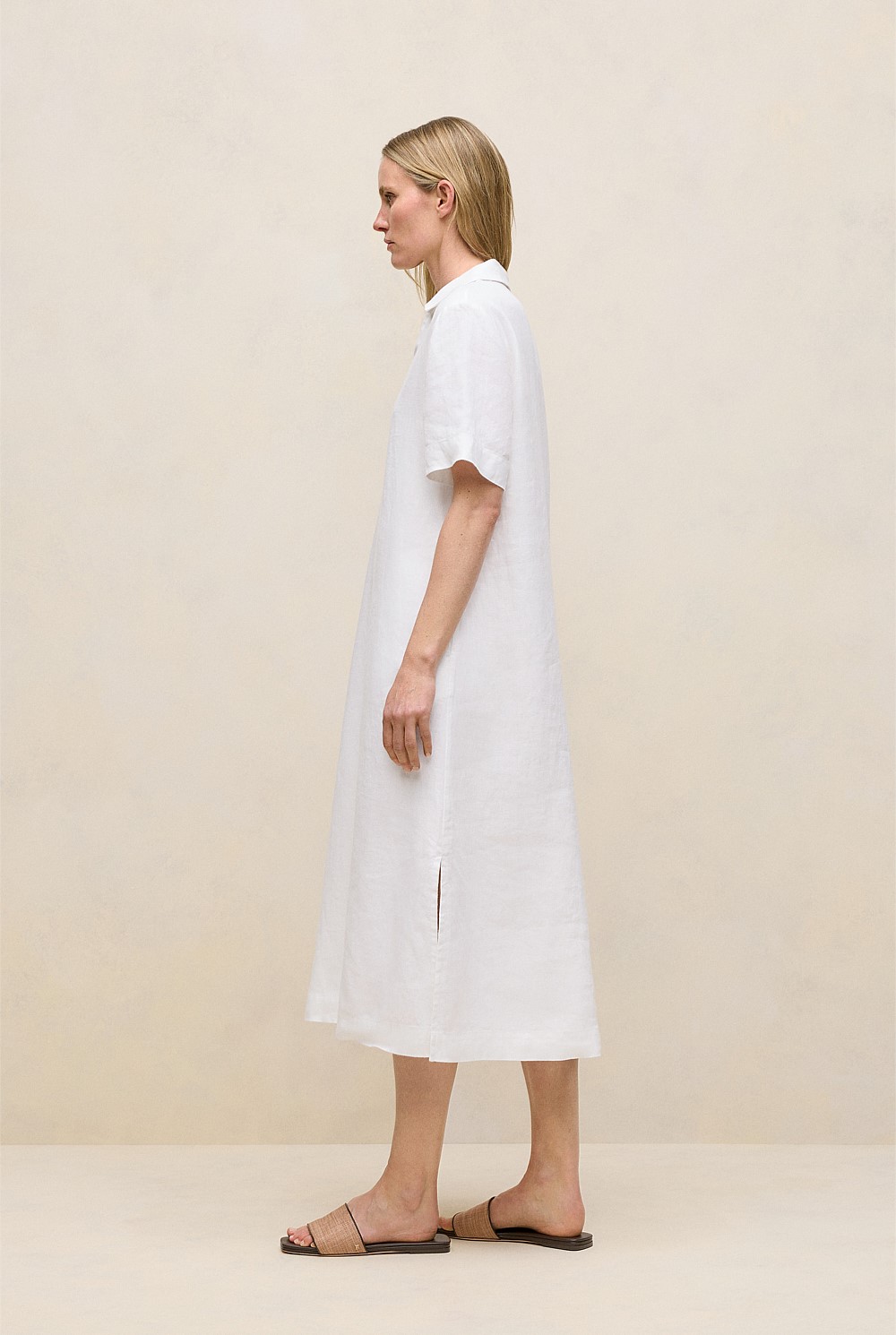Linen Collared Popover Shift Dress