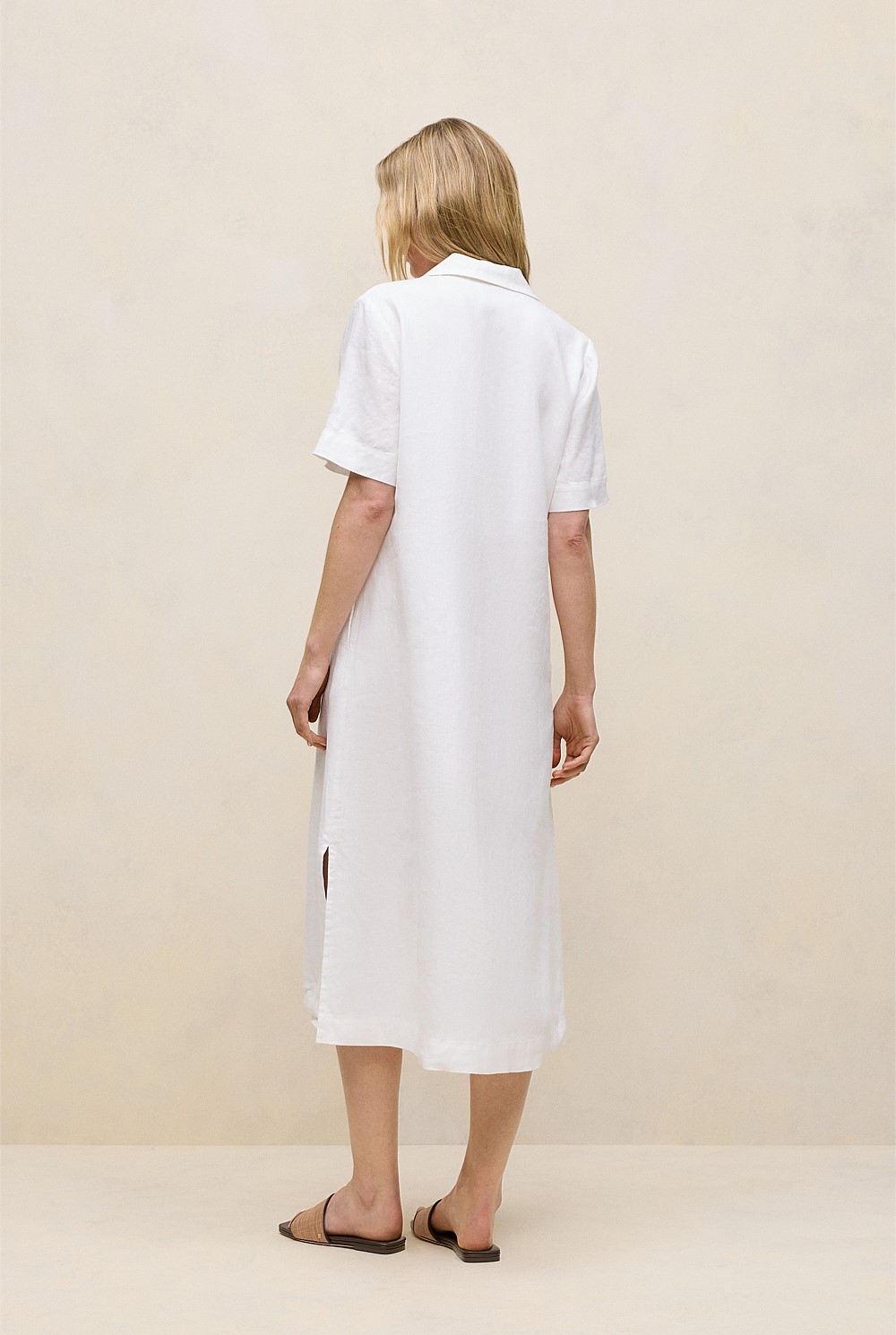 Linen Collared Popover Shift Dress